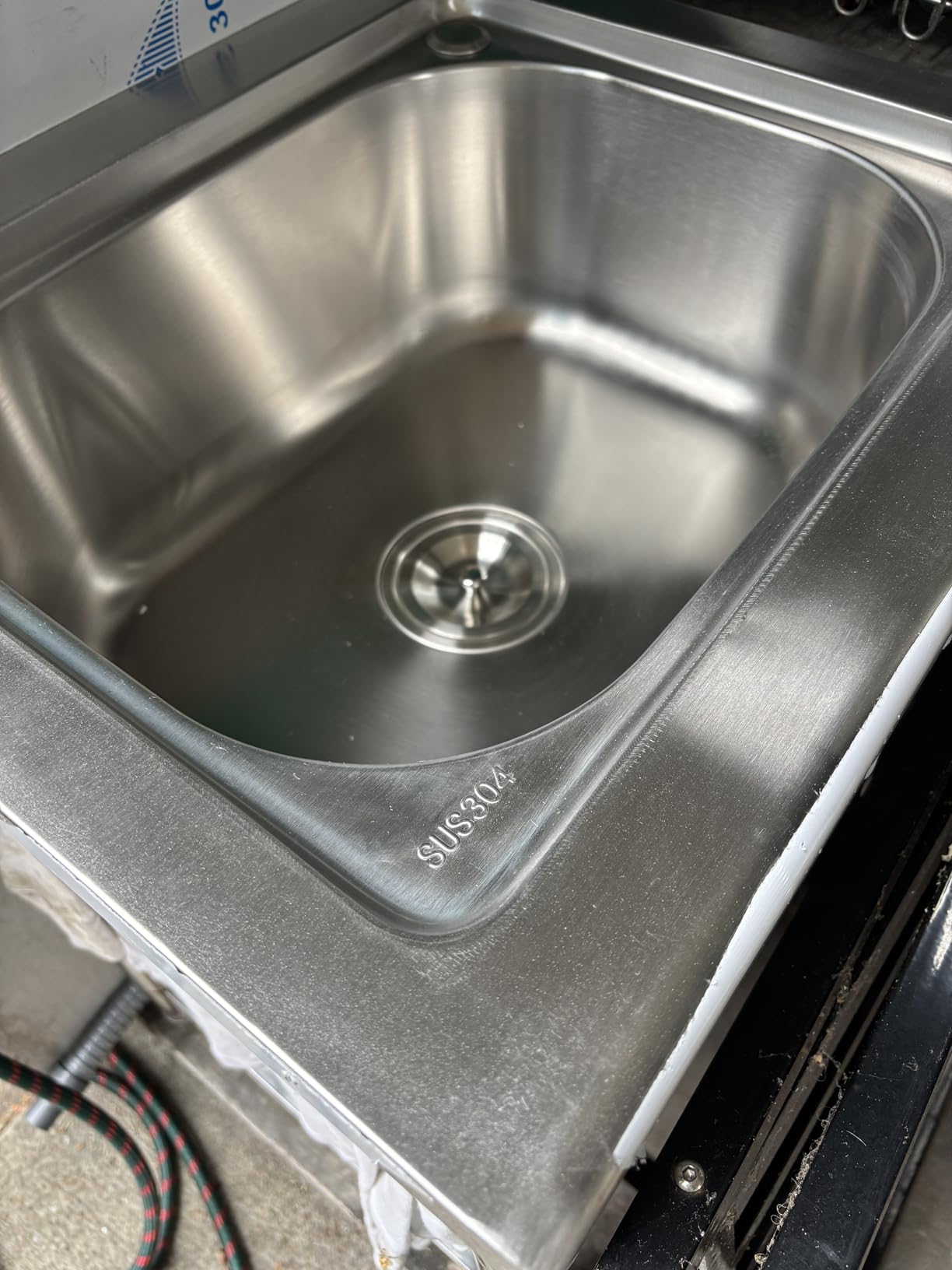 Stainless Steel Utility Sink, Freestanding Single Bowl Garage Sink 22 Inch | Shop Sink for Laundry Room Basement Garden Kitchen Outdoor Indoor, w/t Cold & Hot Water Lines, Rapid Drainage, Easy Setup customer photo 2