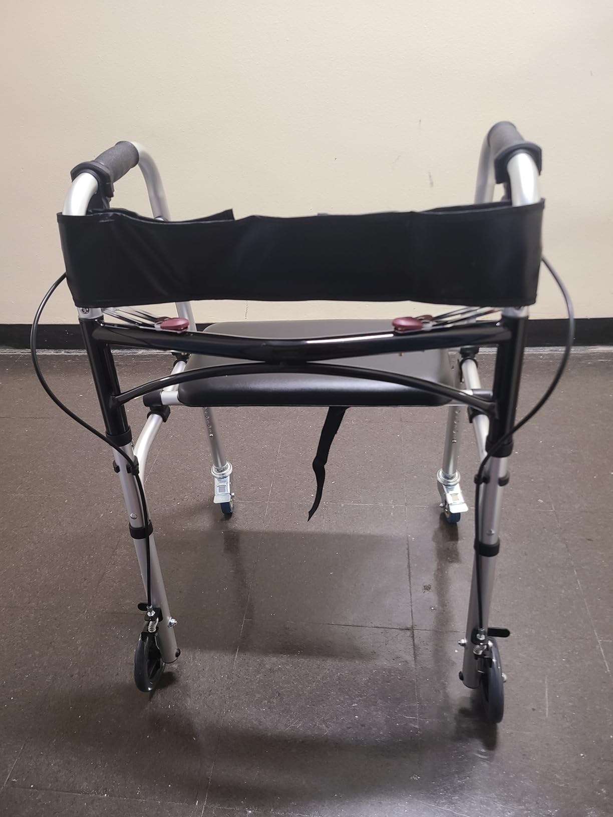 SAFSTAR 2-Button Folding Walker, Rollator Walker with Seat & Wheels, Height Adjustable Stand Up Walkers w/Brakes, Reversible Seat Cushion, Heavy Metal Frame Backrest, Upright Walkers for Seniors customer photo 1