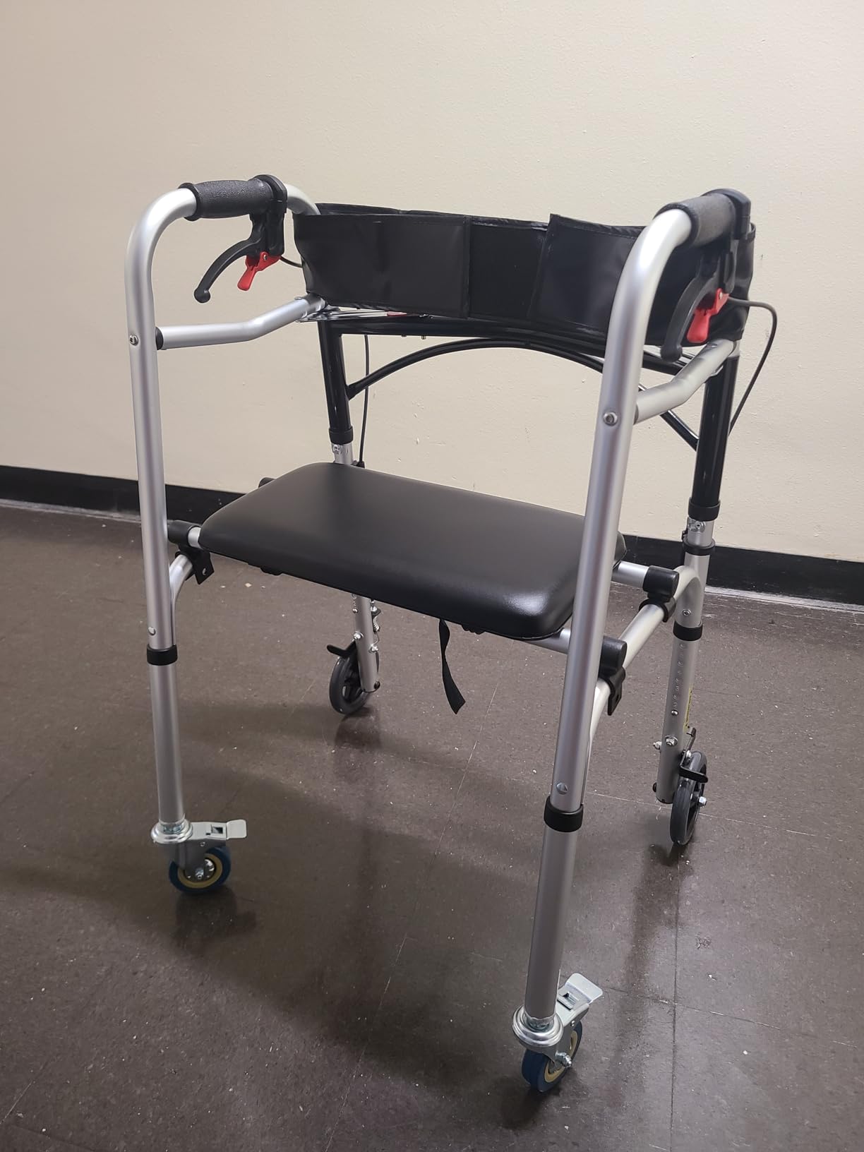 SAFSTAR 2-Button Folding Walker, Rollator Walker with Seat & Wheels, Height Adjustable Stand Up Walkers w/Brakes, Reversible Seat Cushion, Heavy Metal Frame Backrest, Upright Walkers for Seniors customer photo 2