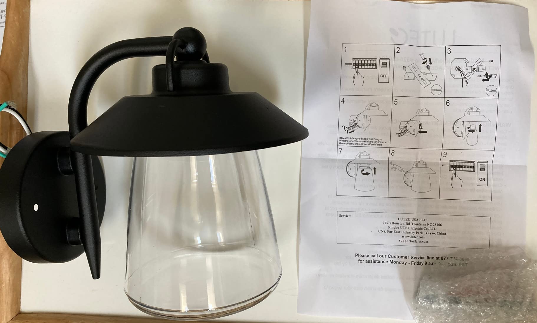 LUTEC Outdoor Indoor Wall Lantern, Farmhouse Barn Wall Sconce Lighting Fixture, Matte Black Finish Anti-Rust Wall Mount Light, Waterproof Wall Lamp with Clear Glass for Porch, Exterior, Patio customer photo 1