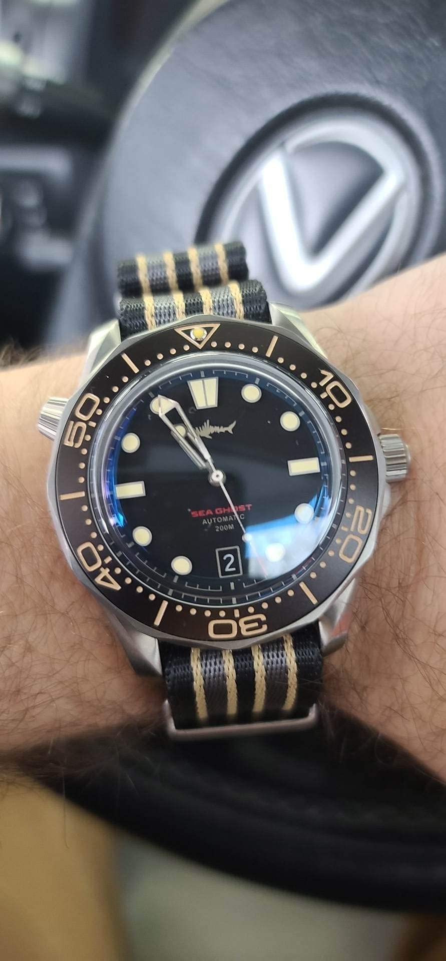 Heimdallr Titanium Case Sea Ghost NTTD Dive Watches for Men, NH35A Movement C3 Luminous Mens Automatic Watches, 200 Meter Water Resistant, Mesh Band customer photo 1