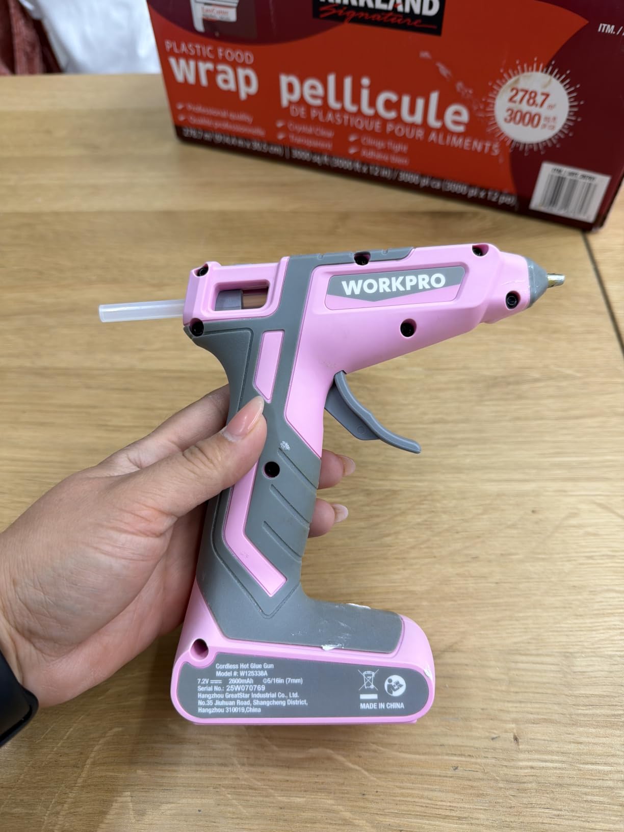 WORKPRO Pink Cordless Hot Melt Glue Gun with 20 Pcs Mini Glue Sticks customer photo 2