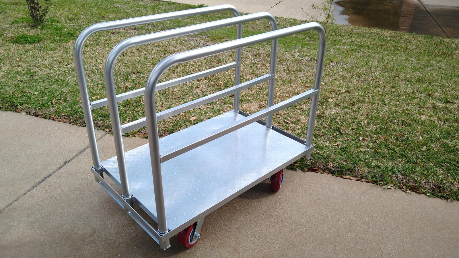 Steel Panel Truck Cart, Platform Truck, Heavy Duty Lumber Drywall Dolly, Flatbed with 2500 lbs Capacity and 4 Swivel Casters, 36x24inch Steel Board with 3 Side Handrails customer photo 2