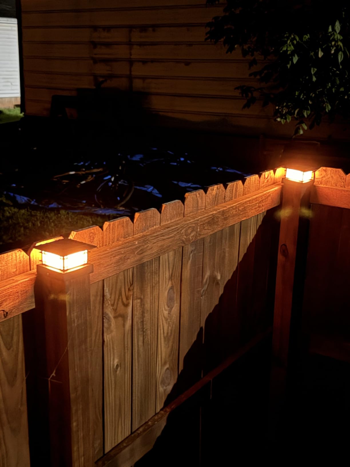 Dynaming 4x4 Solar Post Cap Lights Outdoor with Flickering Flame Light, 8 Pack Black Shell Fence Post Solar Lights Fit 4x4 Vinyl/Wooden Posts, Brightness LED Lighting Decor for Garden Deck Patio customer photo 1