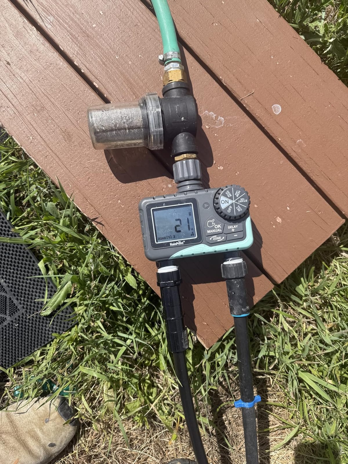 RAINPOINT Sprinkler Timer 2 Outlet, Water Timer for Garden Hose, Programmable Drip Irrigation for Yard Outdoor Watering, Rain Delay/Manual/Automatic System Controller 2.5