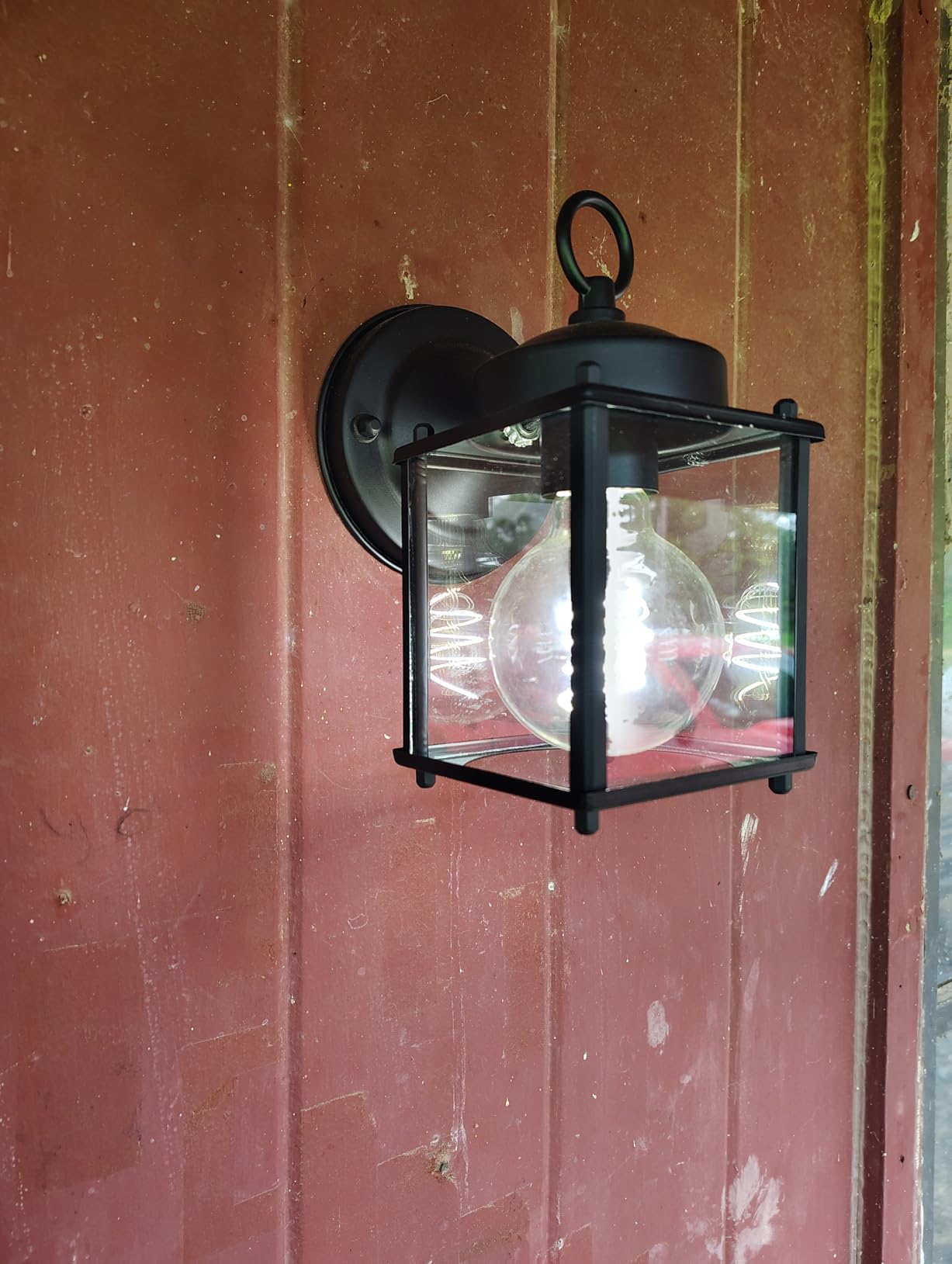 MATAMEYE Outdoor Wall Lantern, Exterior Waterproof Wall Sconce Light Fixtures, Black Front Door Wall Lighting with Clear Beveled Glass Shade, 2 Pack customer photo 1