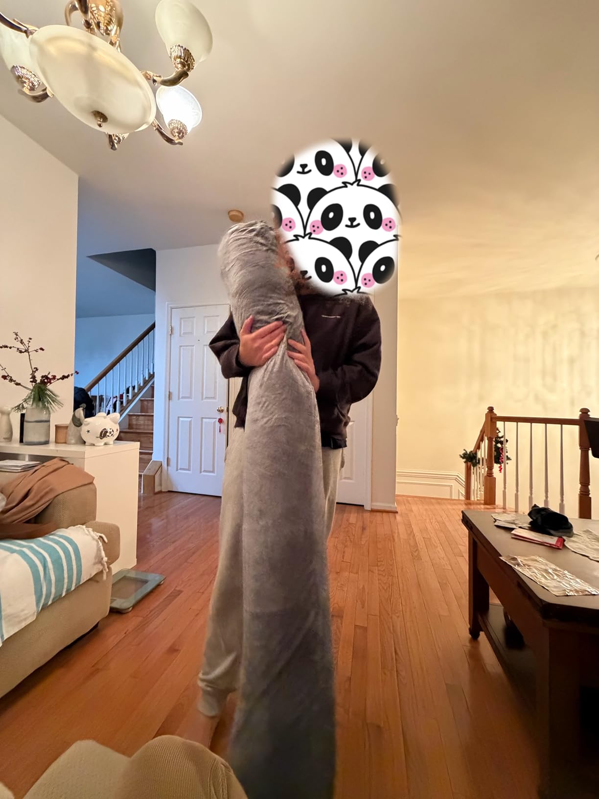 1 MIDDLE ONE Body Pillow for Adults, Bolster Pillow with Removable Velvet Cover, Long Round Cervical Roll Pillow, 47 x 7.87 Inches, Grey customer photo 2