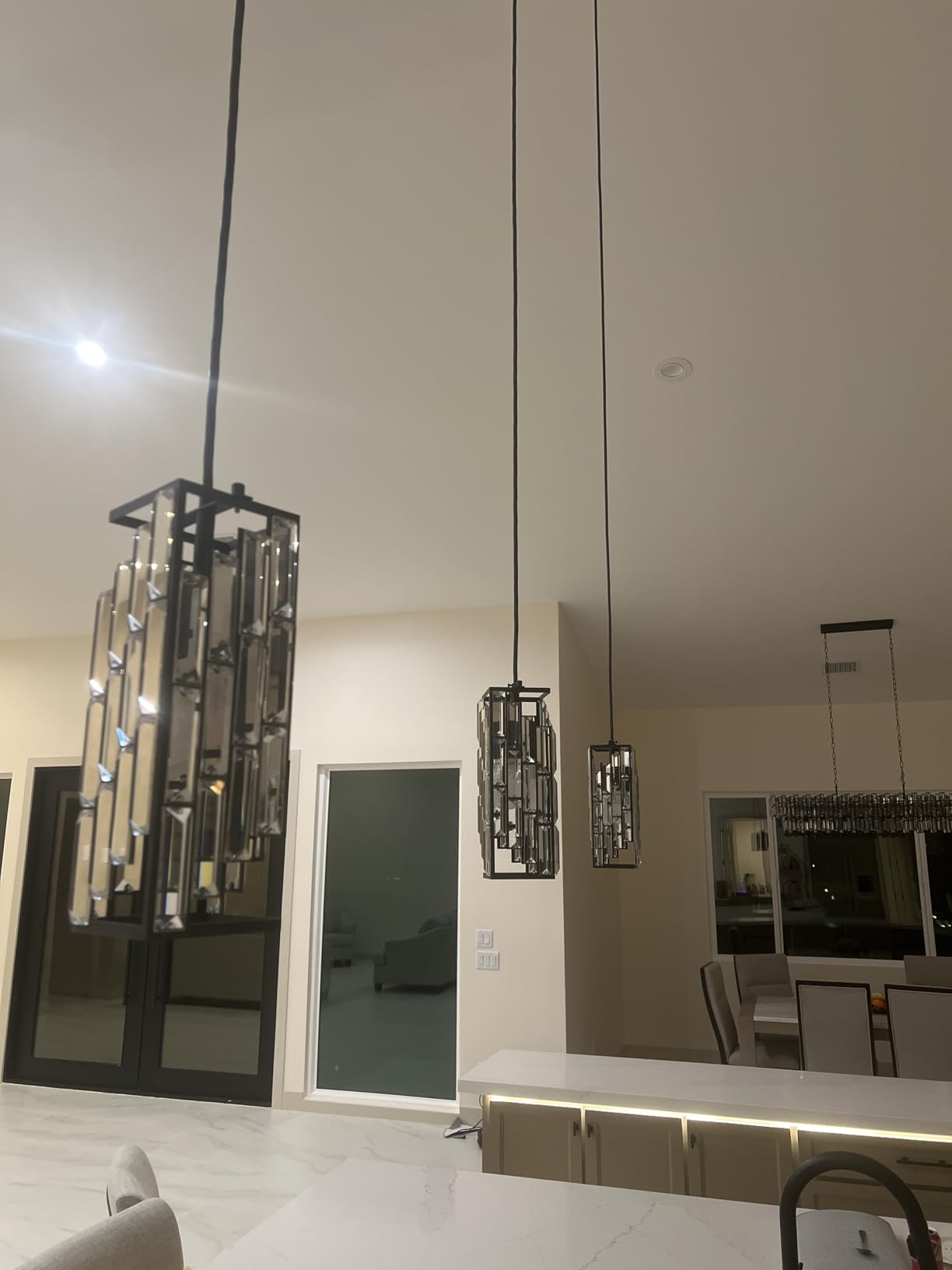 Black Pendant Lighting Modern Pendant Light, Mini Crystal Chandeliers,Adjustable Pendant Light Fixture for Kitchen Island Dinning Room Bedroom (2 Pack) customer photo 2
