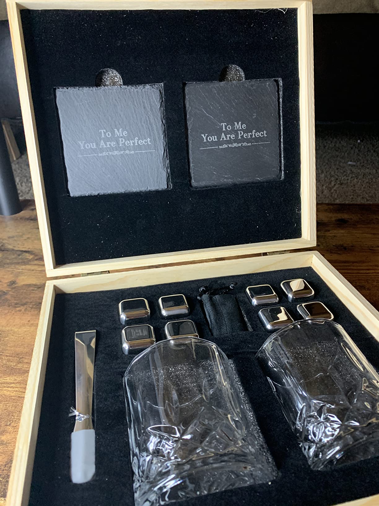 Whiskey Glasses Set, Men Chrismas Birthday Gift Set, Whiskey Stones Bourbon Rock Glass with Wooden Gift Box, Cool Burbon Scotch Cocktail Set Gifts customer photo 1