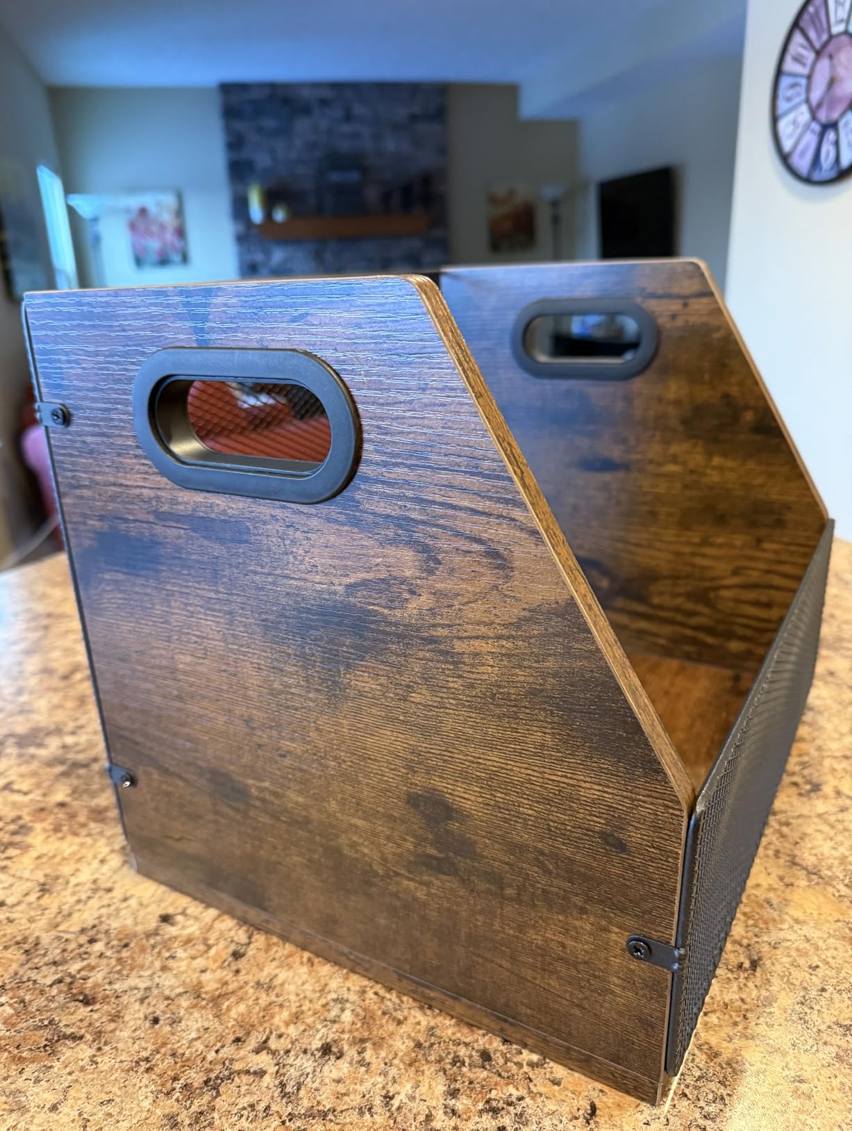 Homeiju Vinyl Record Storage, Record Box Case Crate, Metal & Wooden LP Record Crate, Holds up to 60 Records customer photo 2