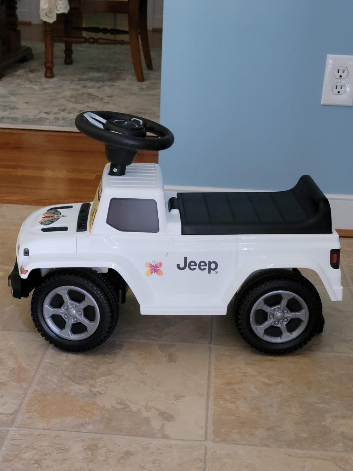INFANS Kids Ride On Push Car, Licensed Jeep Foot-to-Floor Sliding Toddler Toy with Engine Sound, Horn, Under Seat Storage, Baby Walking Racer Gift for Boys Girls Age 1.5-3 (White) customer photo 1