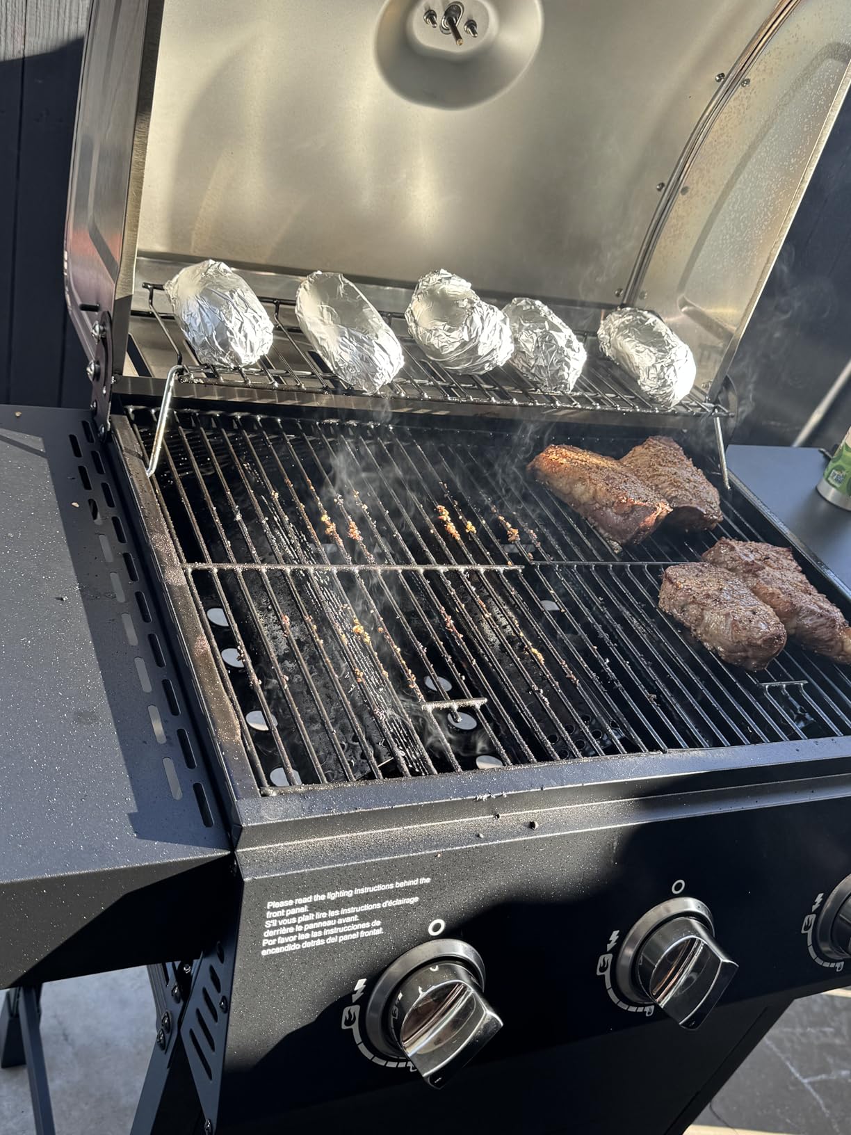 Nexgrill Propane 3 Burner Gas Grill, Side Tables with Stainless Steel Lid customer photo 2