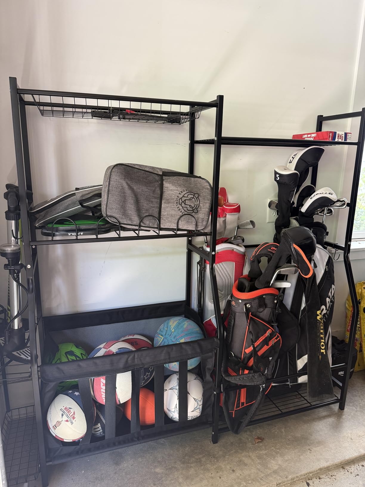 WALMANN Garage Sports Equipment Organizer, Golf Bag Stand for Garage | Ball Storage Rack, Indoor/Outdoor Kids Toys Storage Organizer Bins, Ball Holder with Baskets customer photo 1