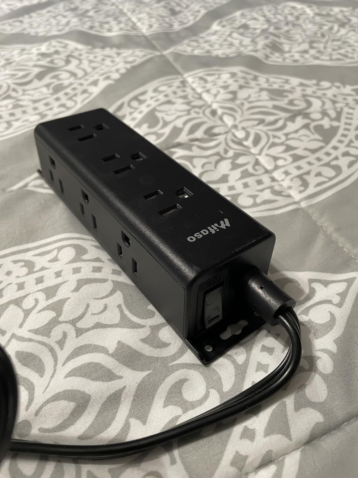 Surge Protector Power Strip, 12 Wide Spaced Multi Outlets, Wall Mount | 3 Side Outlet Extender with Extension Cord, Flat Plug, Overload Protection, Home Office Dorm Room Essentials (5FT, Black) customer photo 1