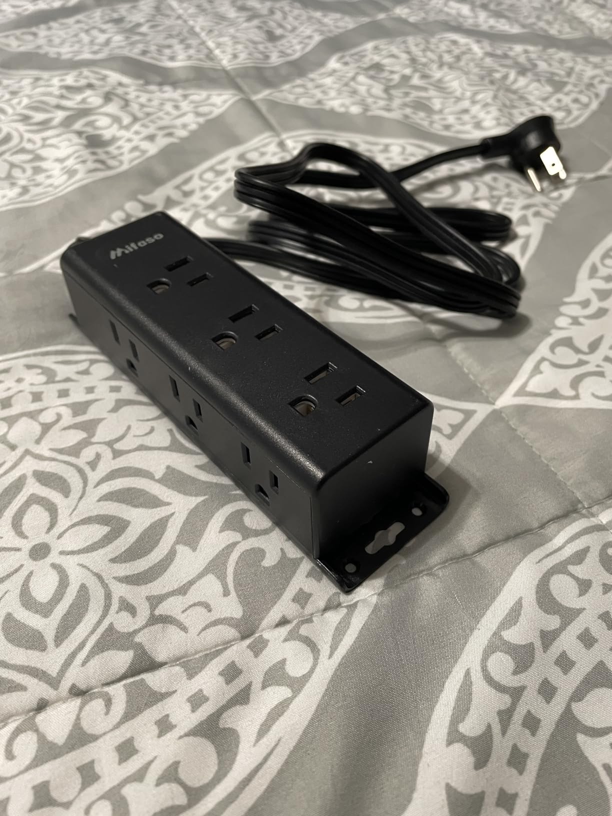 Surge Protector Power Strip, 12 Wide Spaced Multi Outlets, Wall Mount | 3 Side Outlet Extender with Extension Cord, Flat Plug, Overload Protection, Home Office Dorm Room Essentials (5FT, Black) customer photo 2