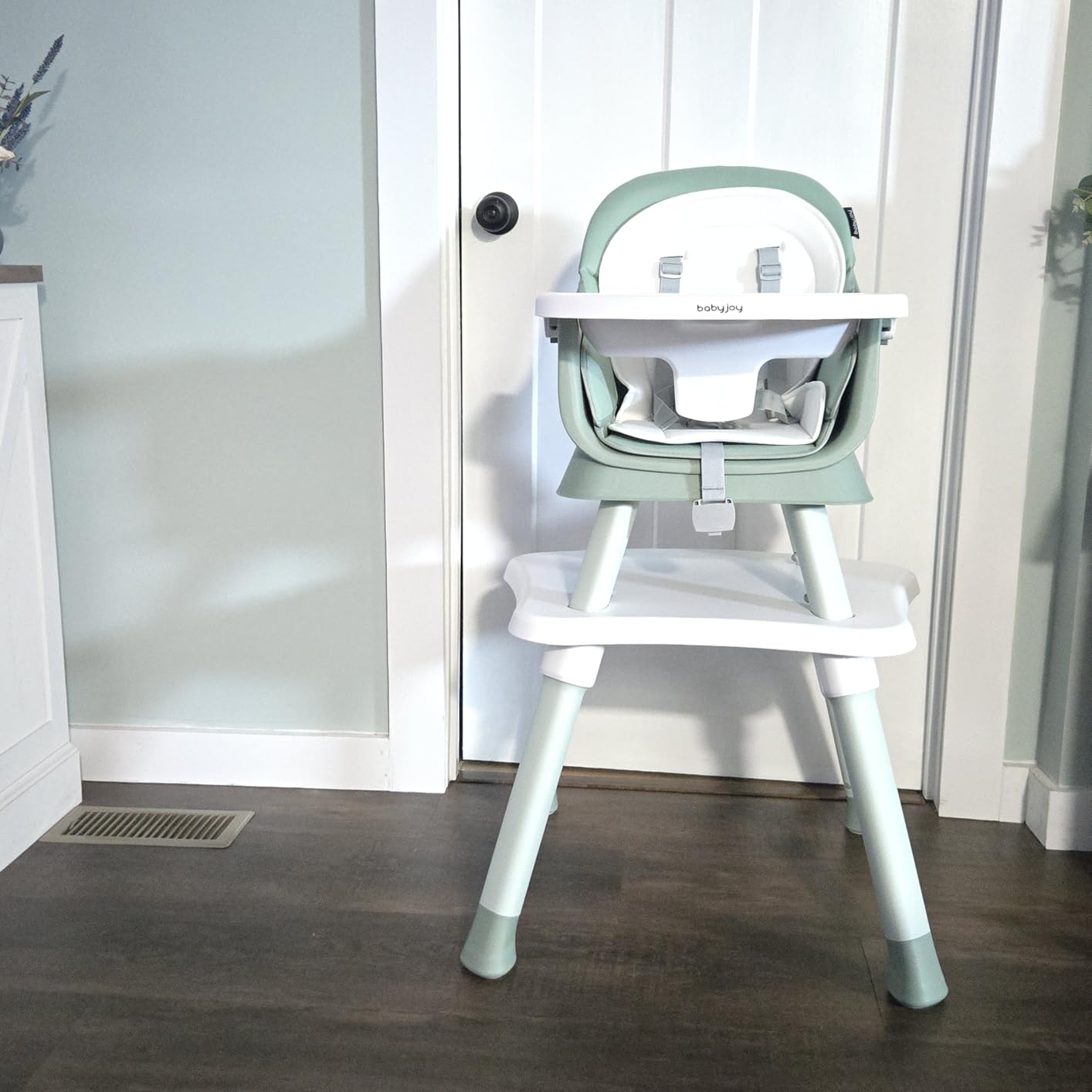 BABY JOY Baby High Chair, 8 in 1 Convertible Highchair for Babies & Toddlers | Booster Seat | Table and Chair Set | Building Block Table | Toddler Chair with Safety Harness, Removable Tray (Gray) customer photo 2