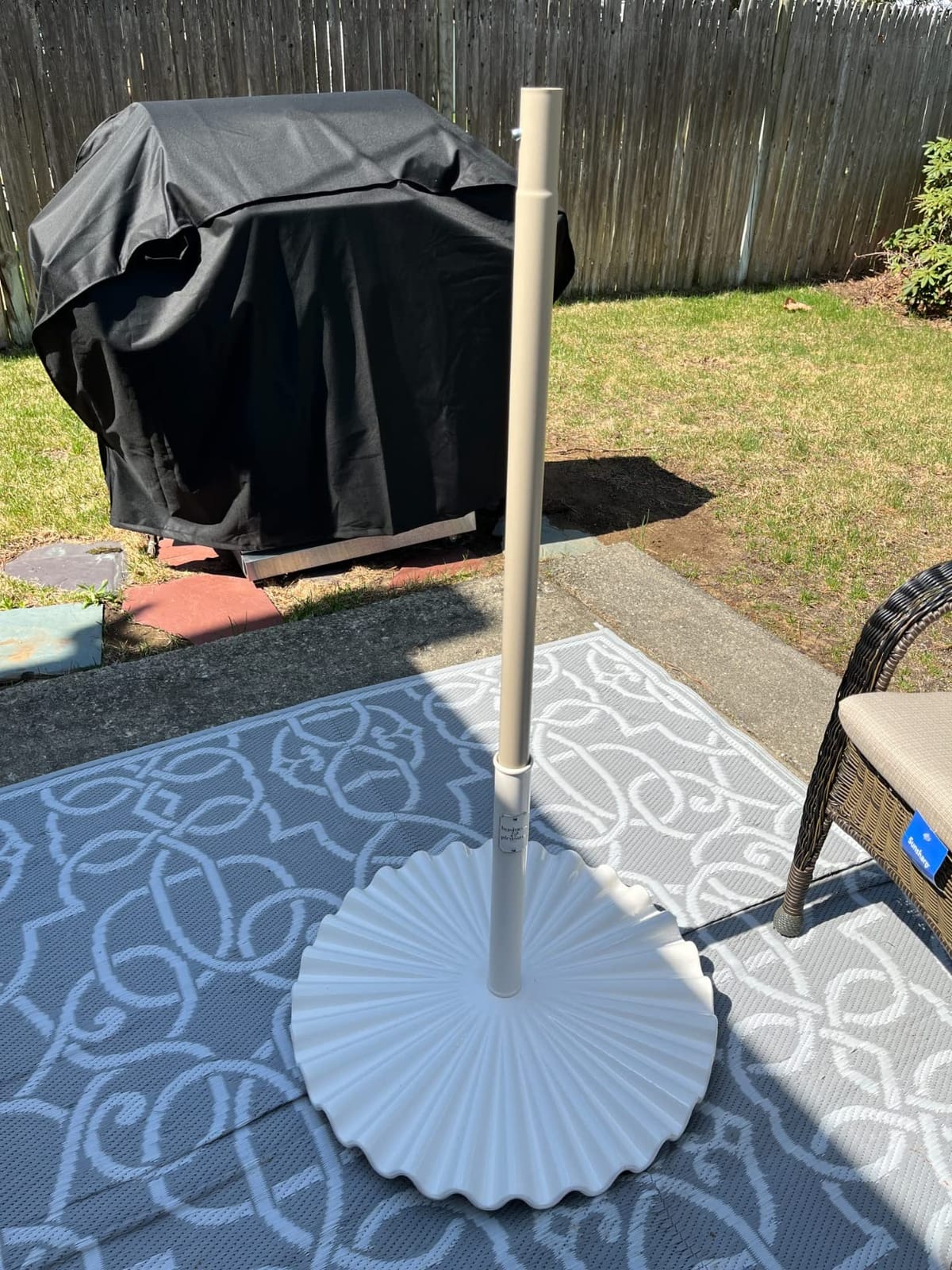 Business & Pleasure Co. The Clamshell Base - Outdoor Patio Umbrella Base - Antique White, 55lbs customer photo 2