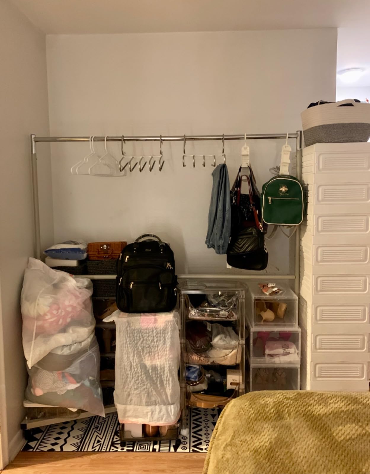 Simple Houseware Commercial Grade Z-Base Double Rod Garment Rack, Silver | 600Lb Load with 63