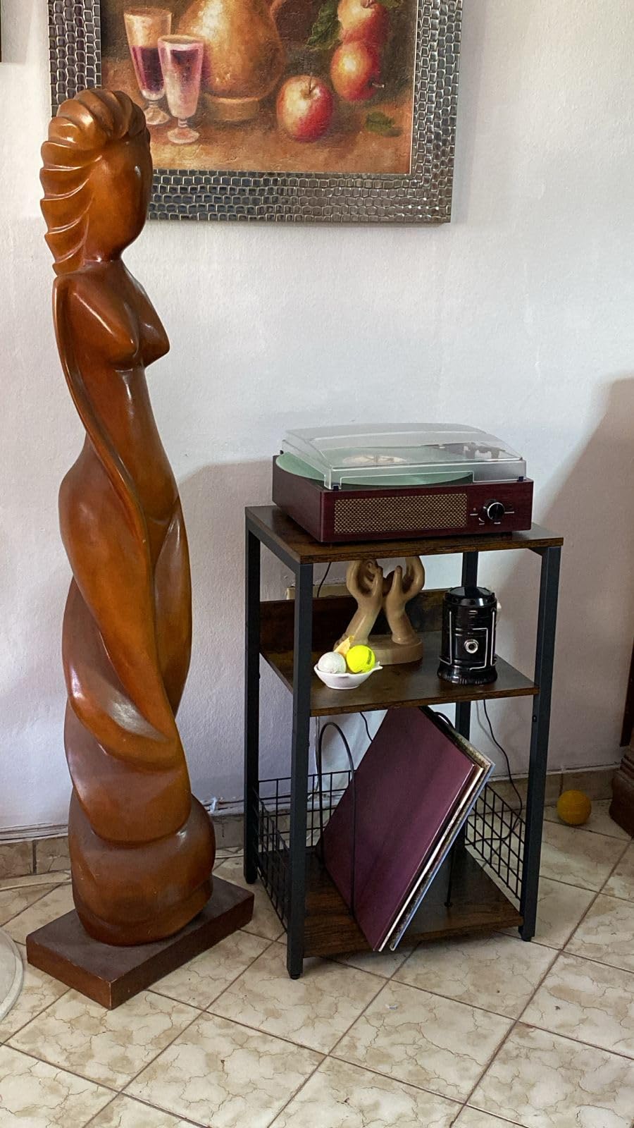 LELELINKY 3 Tier End Table,Record Player Stand with Storage Up to 100 Albums,Turntable Stand for Vinyl,Brown Records Shelf for Living Room Bedroom customer photo 1