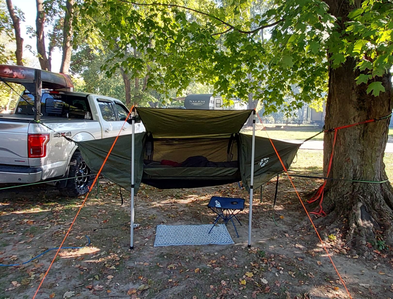 Night Cat Flat Lay Hammock Tent with Mosquito Net Waterproof Rainfly for 1 Person Backpacking Hiking Camping Lightweight 330LBS 87x28x19in customer photo 1