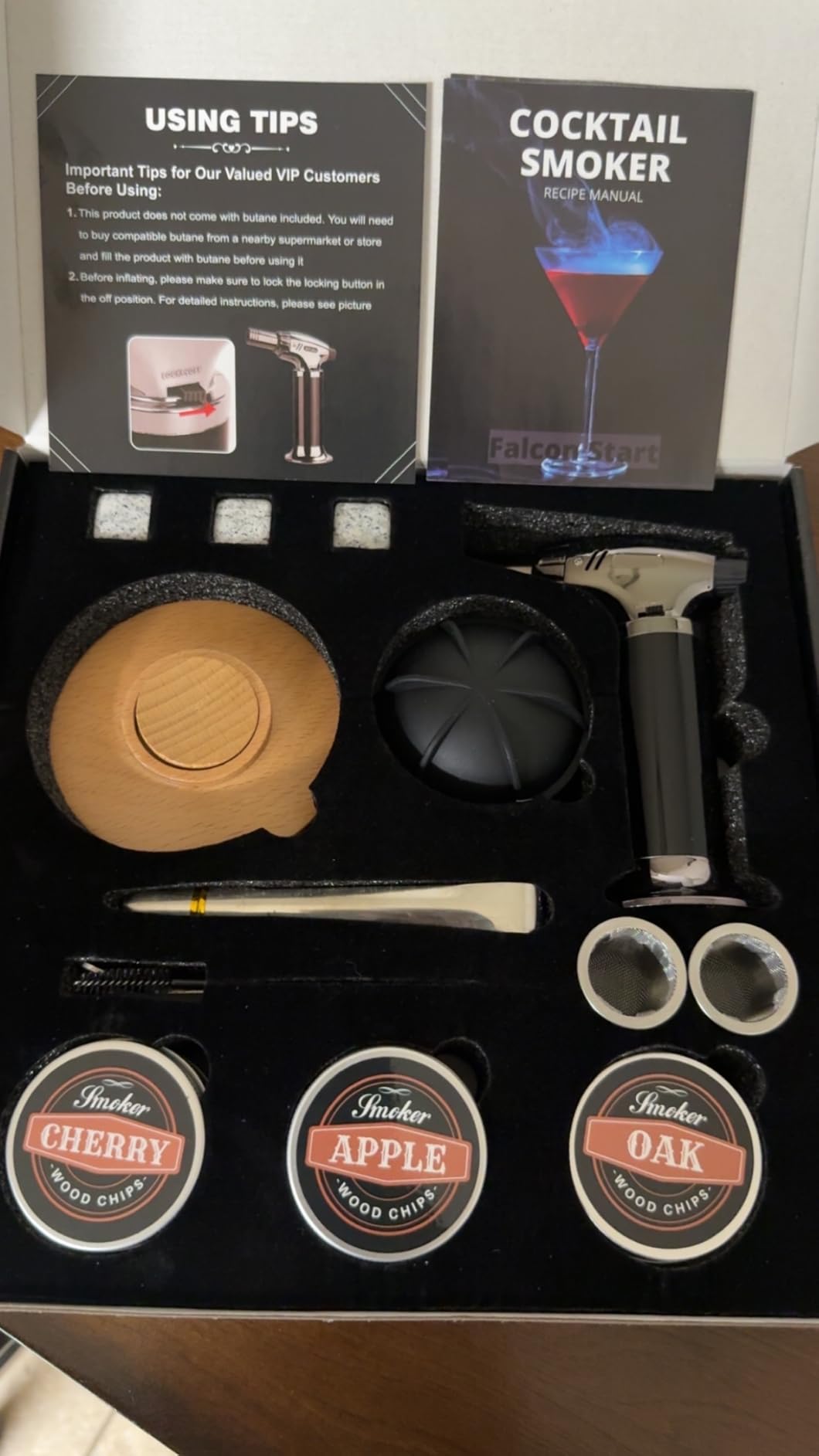 Cocktail Smoker Kit with Torch – 6 Flavors Wood Chips – Bourbon, Whiskey Smoker Infuser Kit, Old Fashioned Drink Smoker Kit, Birthday Bourbon Whiskey Gifts for Men, Dad, Husband (Without Butane) customer photo 2