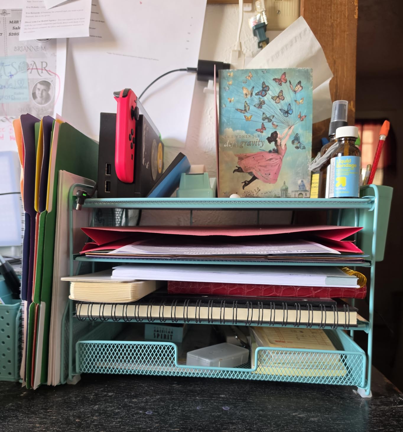 OPNICE Desk Organizer, 4-Tier Desktop File Organizer with Drawer and Pen Holders, Office Desk Accessories, File Sorters, Workspace Organizers for Office Supplies(Black) customer photo 1