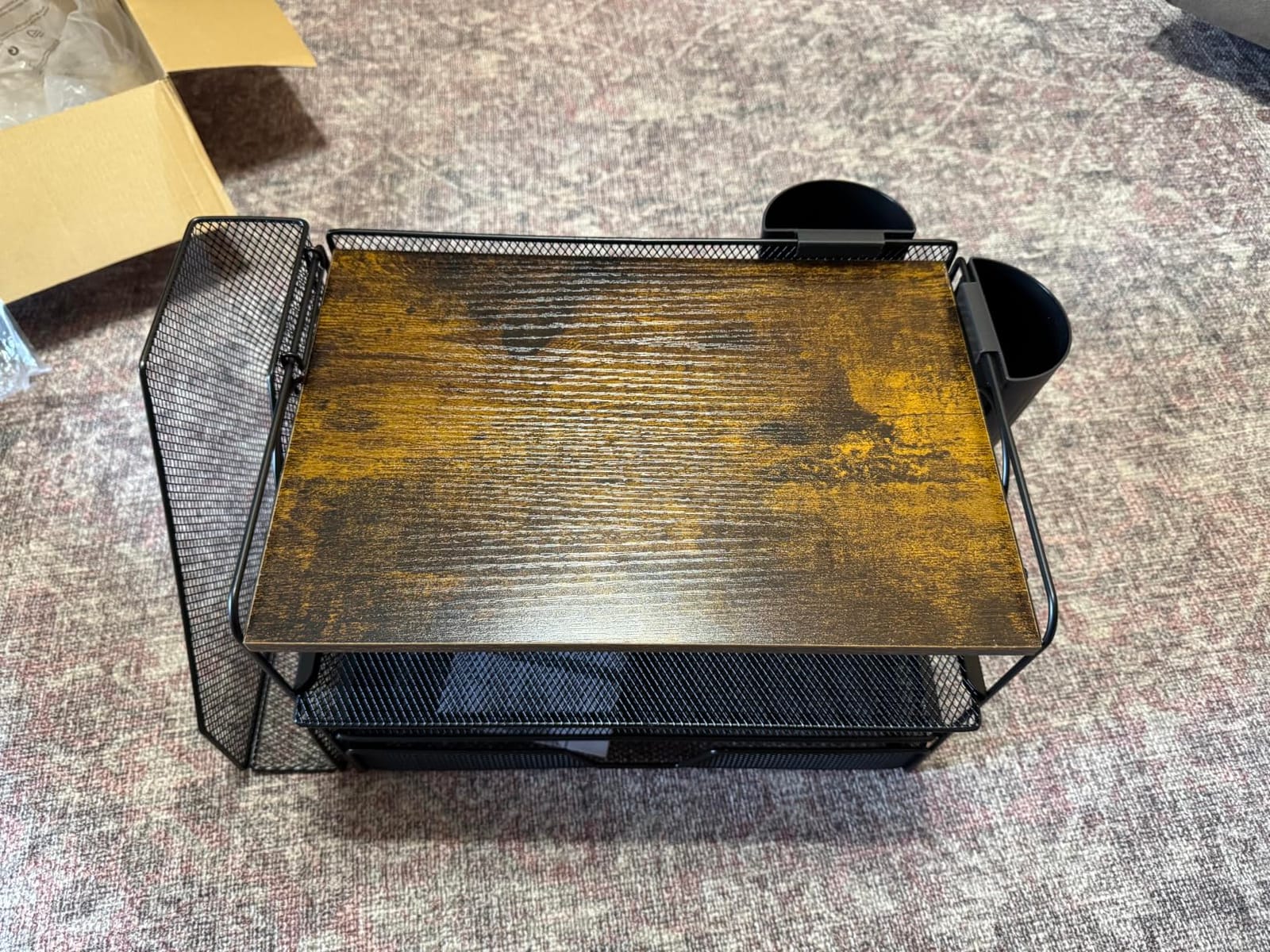 OPNICE Desk Organizer, 4-Tier Desktop File Organizer with Drawer and Pen Holders, Office Desk Accessories, File Sorters, Workspace Organizers for Office Supplies(Black) customer photo 2