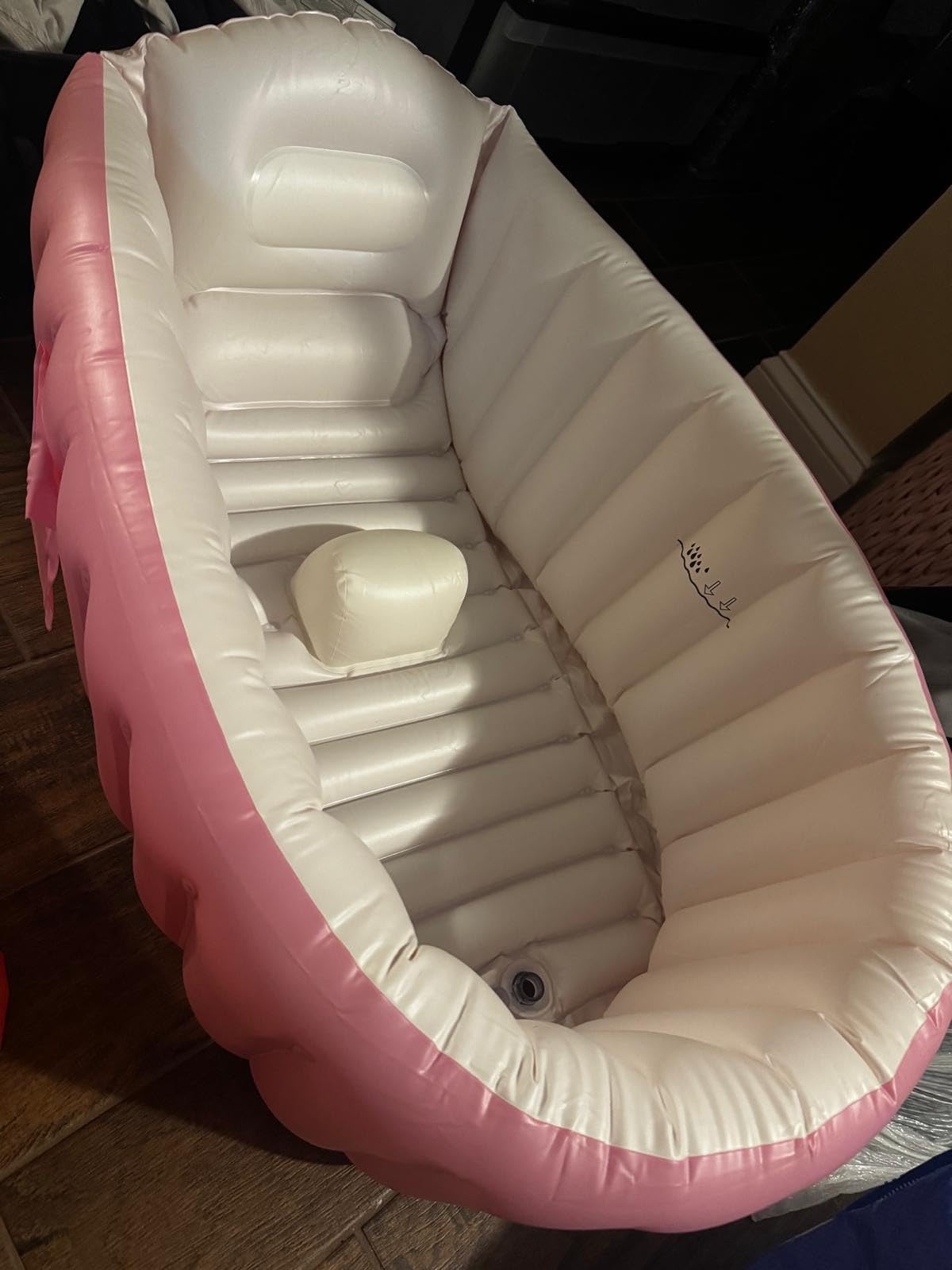 PandaEar Baby Inflatable Bathtub, Portable Travel Baby Infant Bath Tub Toddler Bathtub with Air Pump, Foldable Non-Slip Shower Basin Mini Air Swimming Pool for Newborn (Pink) customer photo 1