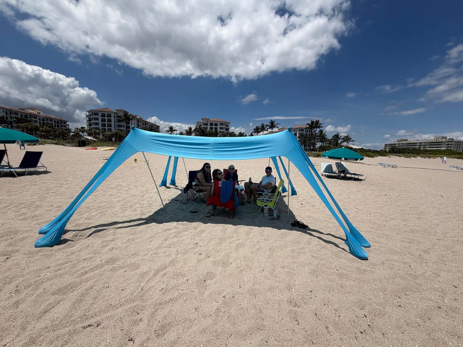Rhino Valley 10 x 10 FT Beach Tent UPF50+ with 8 Sandbags 4 Poles, Sky Blue customer photo 1