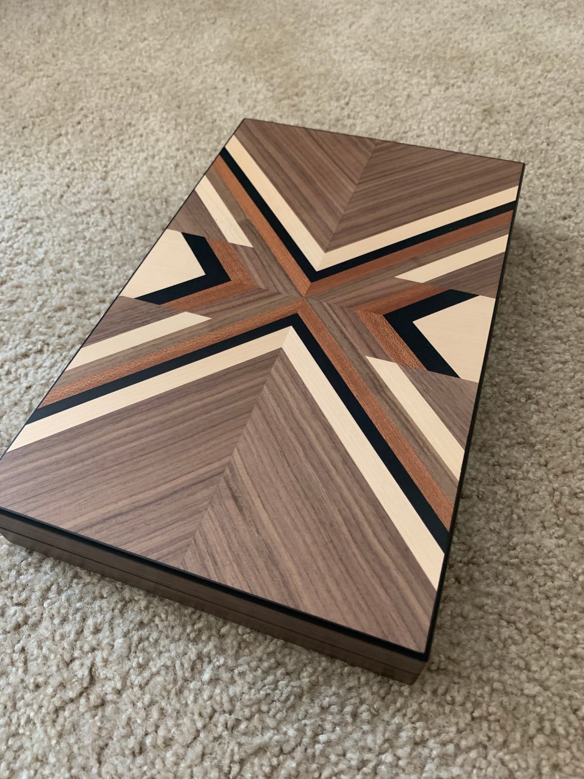 Wooden Backgammon Set for Adults - 19 Inch Classic Board Game Case - Premium Folding Backgammon Set with Wooden Playing Pieces, Dices - Large Wood Inlaid Travel Backgammon Game Set for 2 Players customer photo 1