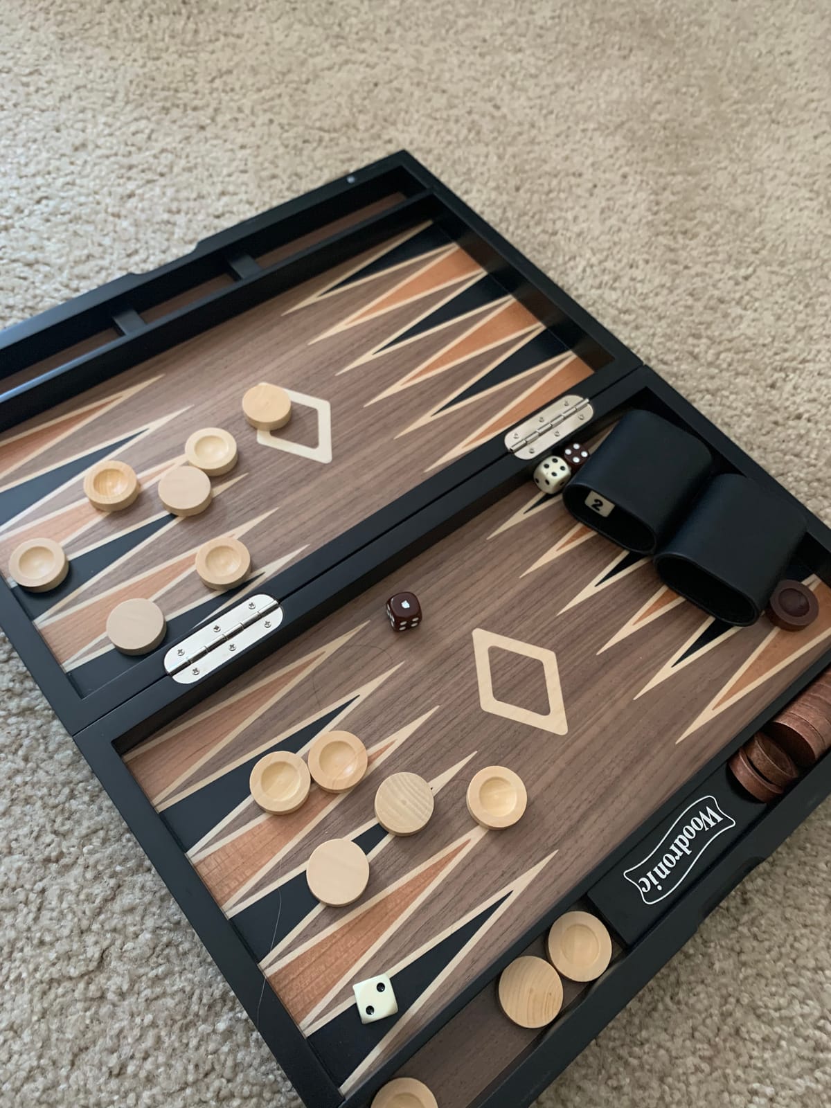 Wooden Backgammon Set for Adults - 19 Inch Classic Board Game Case - Premium Folding Backgammon Set with Wooden Playing Pieces, Dices - Large Wood Inlaid Travel Backgammon Game Set for 2 Players customer photo 2