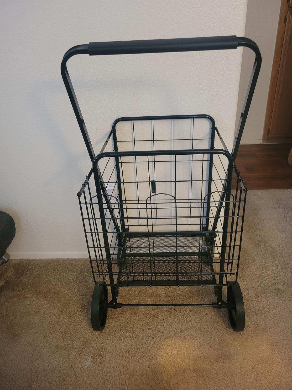 Heavy Duty Folding Shopping Cart with 360° Swivel Wheels, Super Jumbo customer photo 1