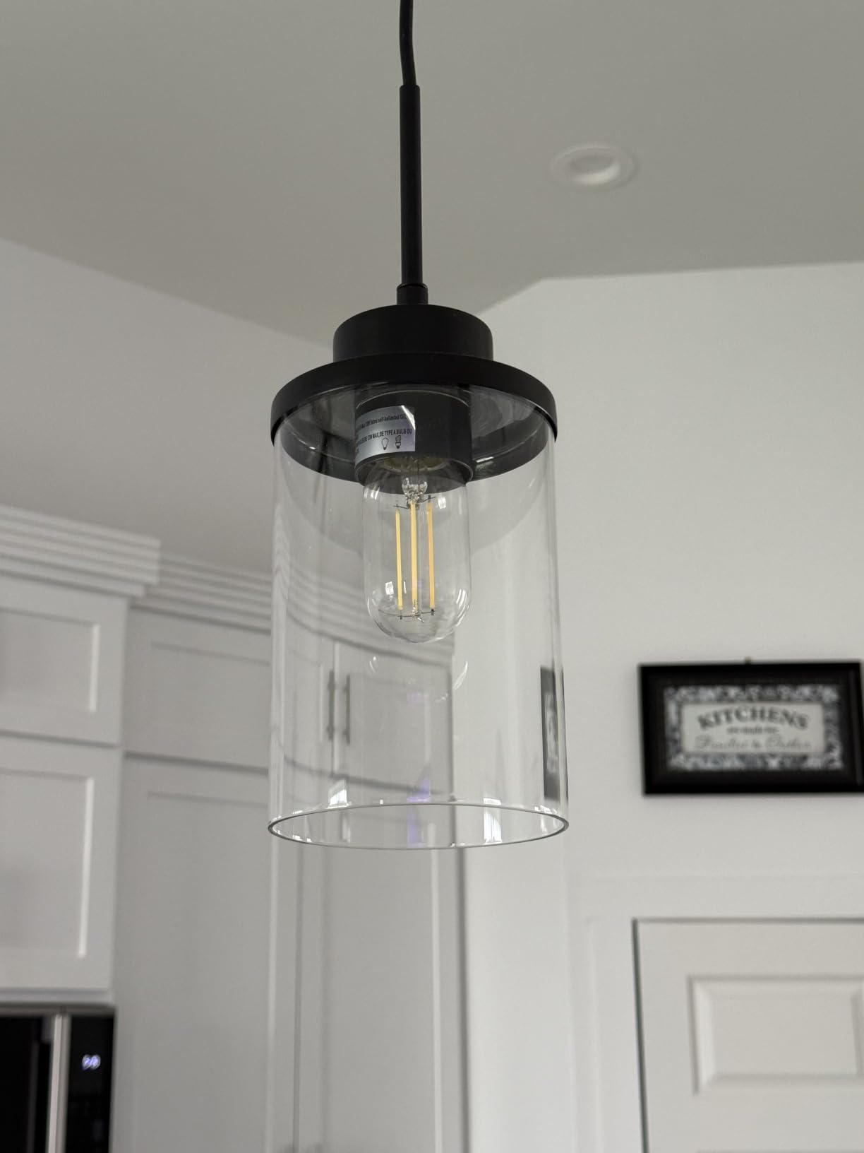 Licperron 3 Pack Hanging Pendant Lighting Fixtures, Adjustable Black Hanging Ceiling Lamp with Clear Glass Shade, Modern Pendant Light for Kitchen Island, Dining Room, Bedroom, Hallway customer photo 1