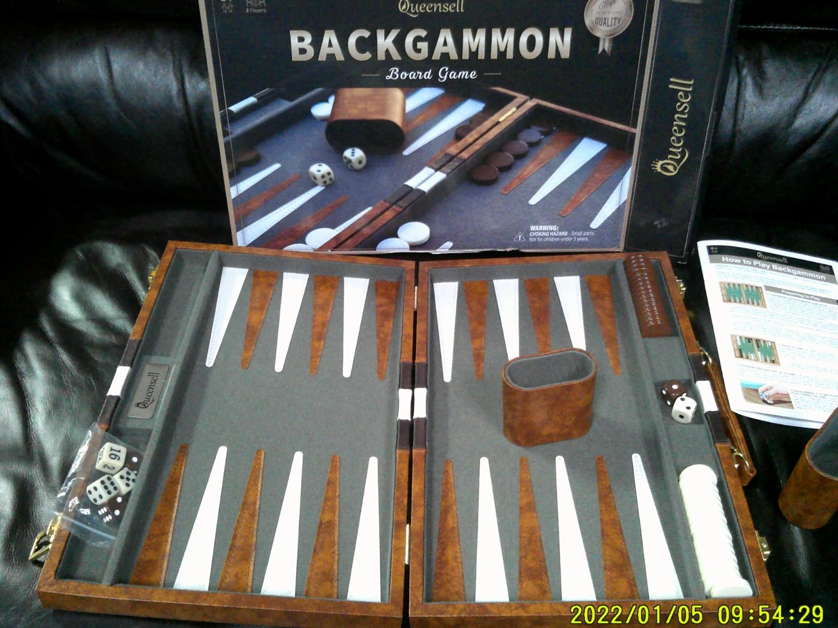 Large Backgammon Sets for Adults - Classic Board Games for 2 Players Adults and Kids - Premium Backgammon Set 15 inch Board and 32 Backgammon Pieces in Quality PU Leather Case - Gift for Man customer photo 2