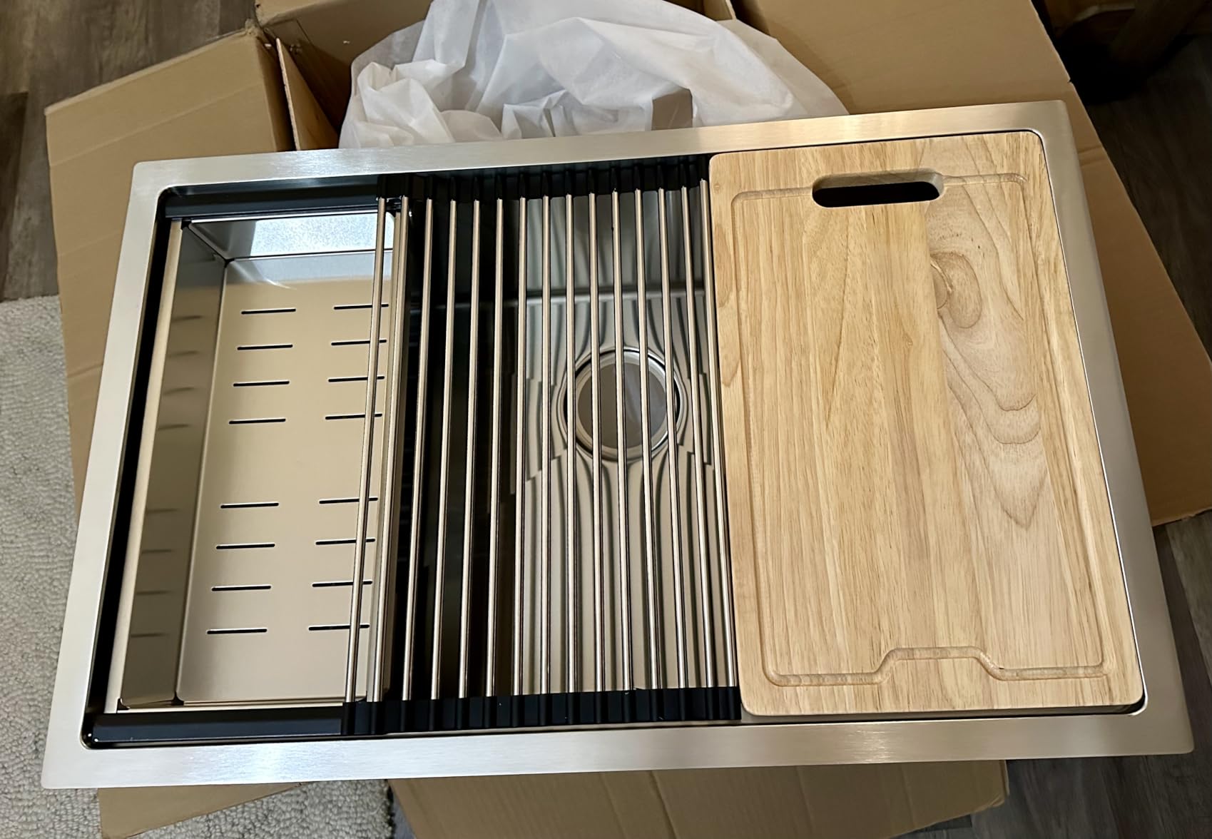 12 Inch Undermount Bar Sink Workstation | 12 x 15 Stainless Steel Wet Bar Kitchen Prep Single Bowl 16 Gauge customer photo 1