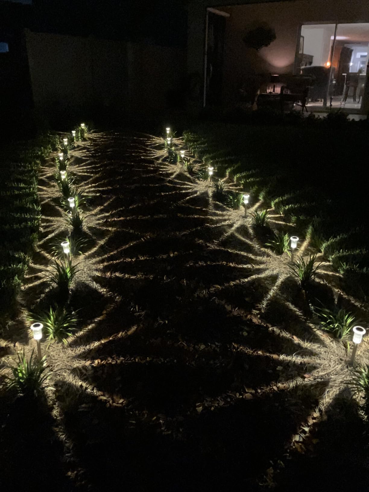 DenicMic 10 Pack Solar Pathway Lights Outdoor Waterproof Warm White LED | Stainless Steel Stake Lights for Yard Garden Decor for Outside Patio Lawn Auto On/Off 3000K Crystal-like Acrylic Lampshade customer photo 1
