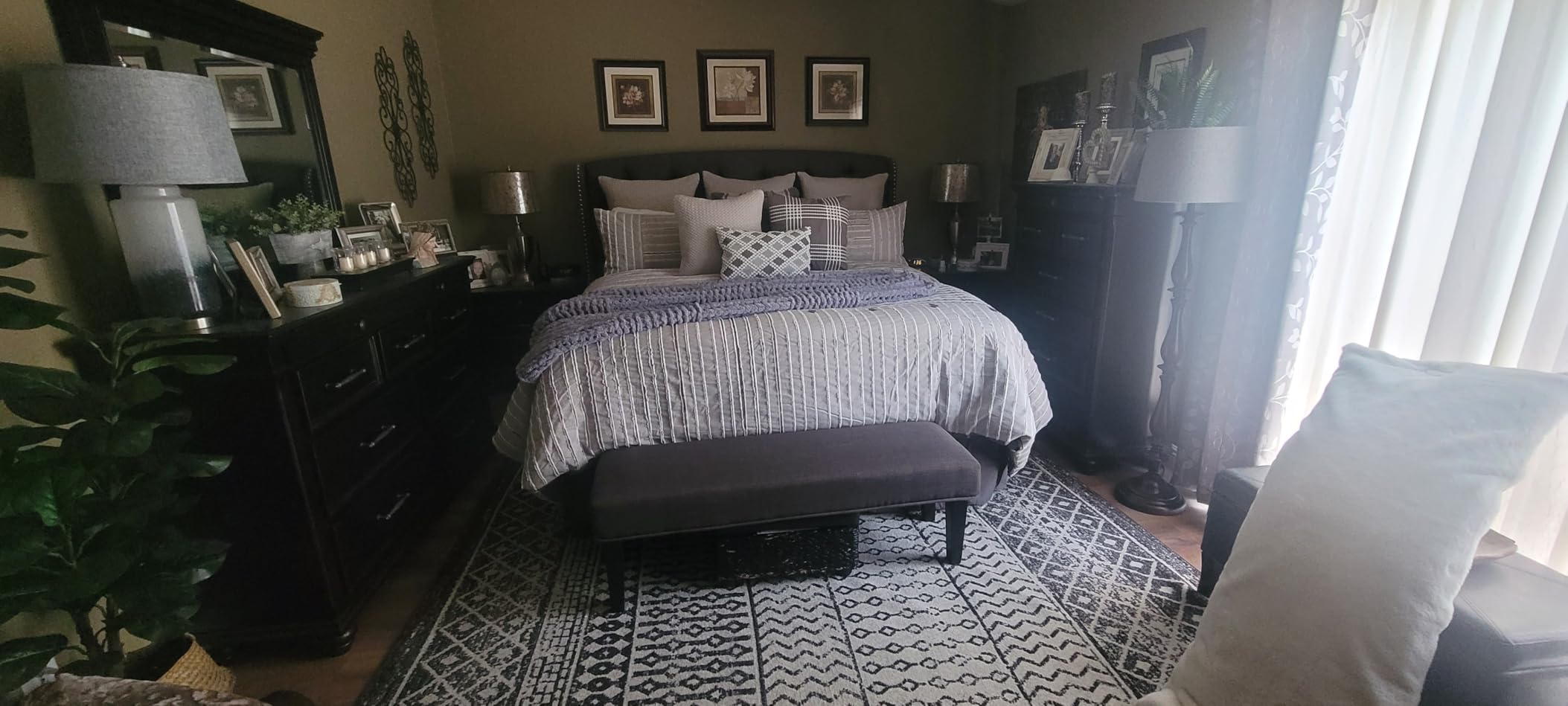 Madison Park Farmhouse King Cotton Comforter Set with Removable Cover, 9pc | Clipped Jacquard Stripes with Buttons Bedding Set, Boho, Oversized, Easy Care, Breathable, Cozy, All Season, Ultra Soft customer photo 1