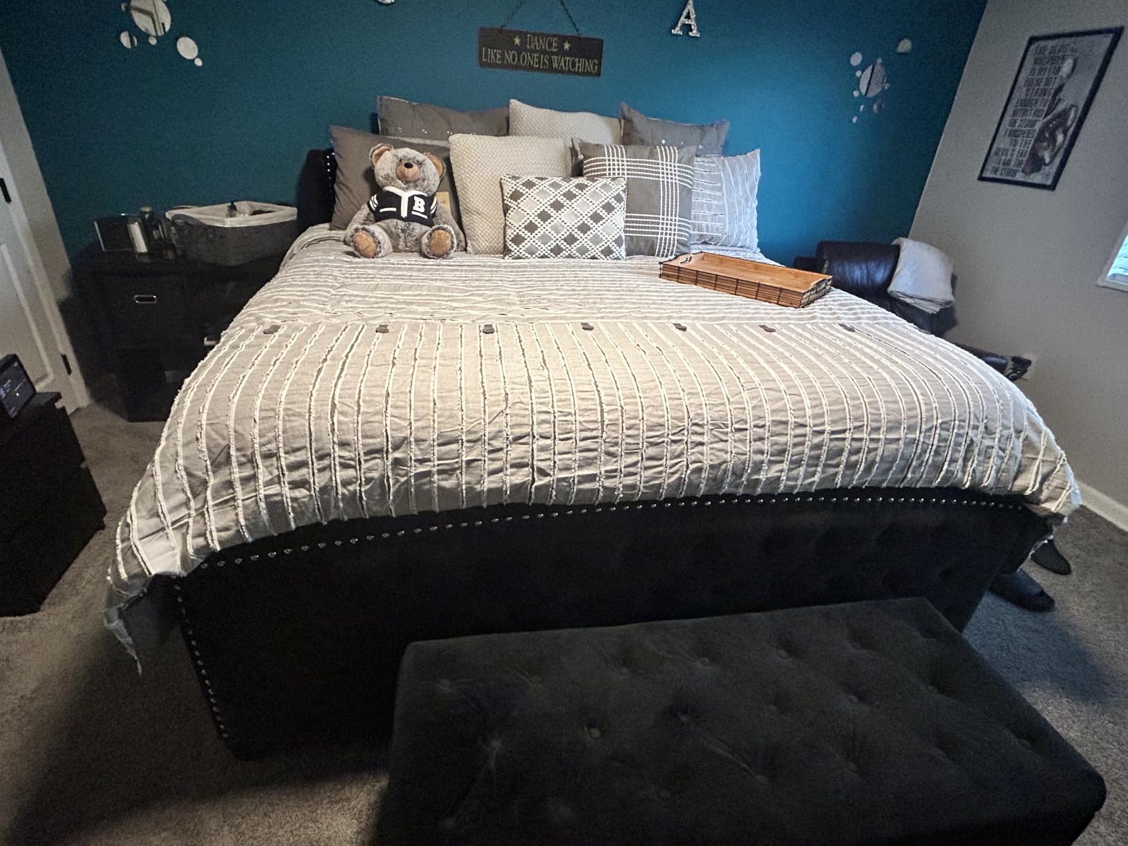 Madison Park Farmhouse King Cotton Comforter Set with Removable Cover, 9pc | Clipped Jacquard Stripes with Buttons Bedding Set, Boho, Oversized, Easy Care, Breathable, Cozy, All Season, Ultra Soft customer photo 2