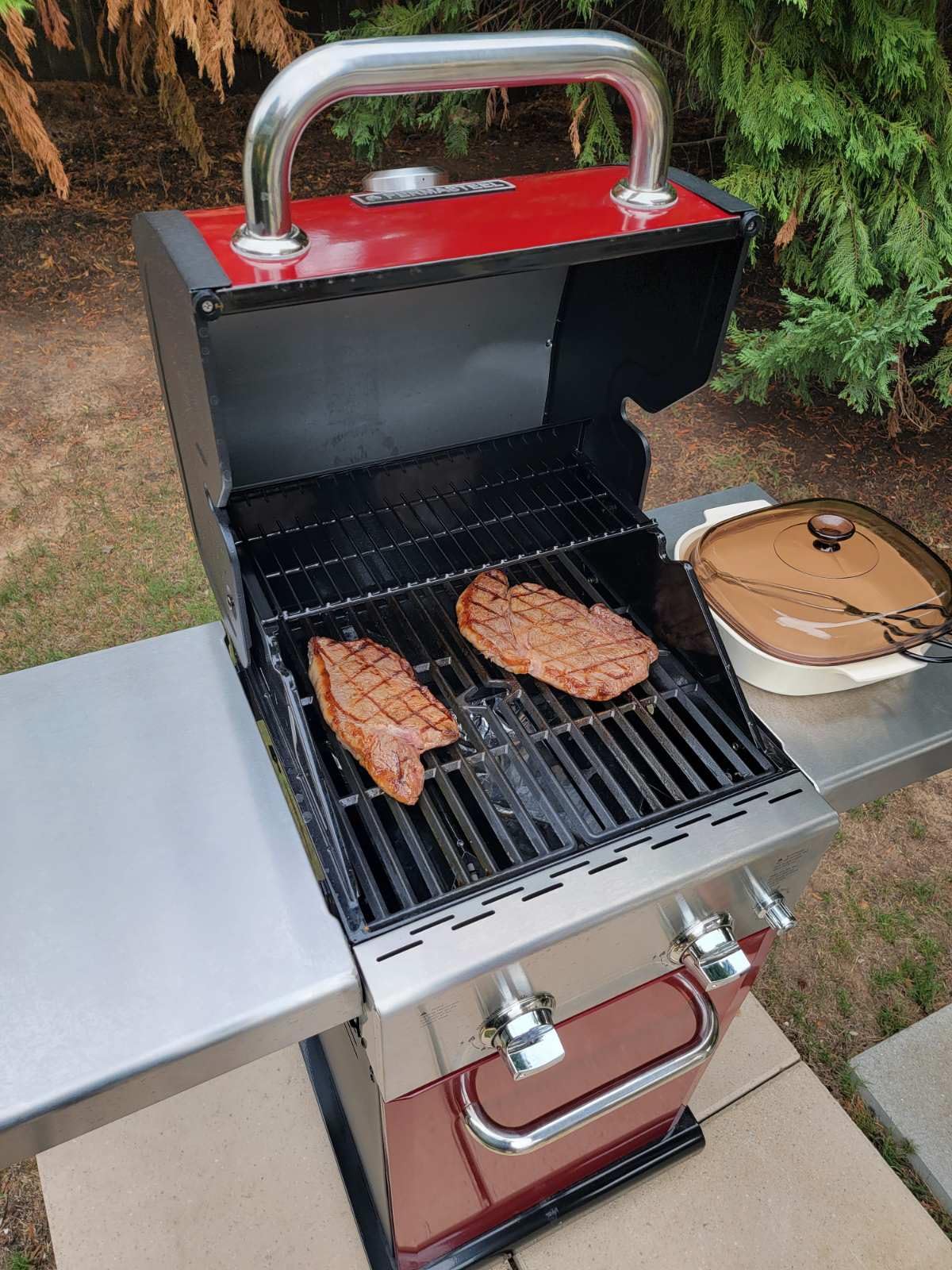 Permasteel 2-Burner Propane Gas Grill, BBQ Grill with Foldable Side Tables & Tool Hooks, Perfect for Outdoor Cooking, Patio & Garden, Black/Copper customer photo 2