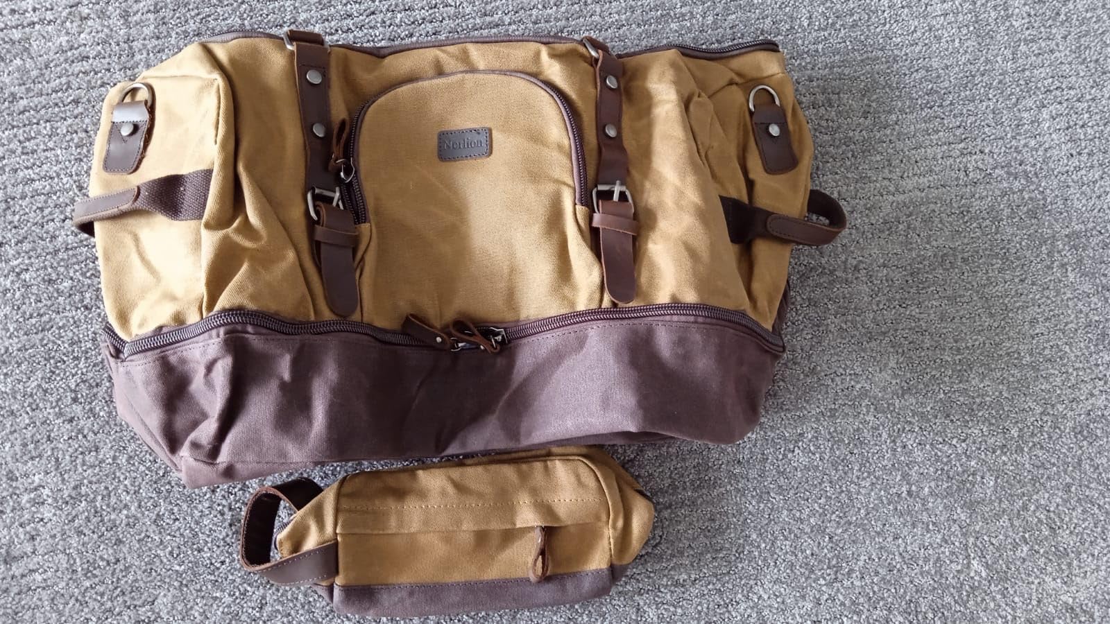 Nerlion Weekender Bag with Shoe Compartment Large Overnight Bag for Men Canvas Genuine Leather Carry on Luggage Bag Travel Duffel Bag customer photo 1