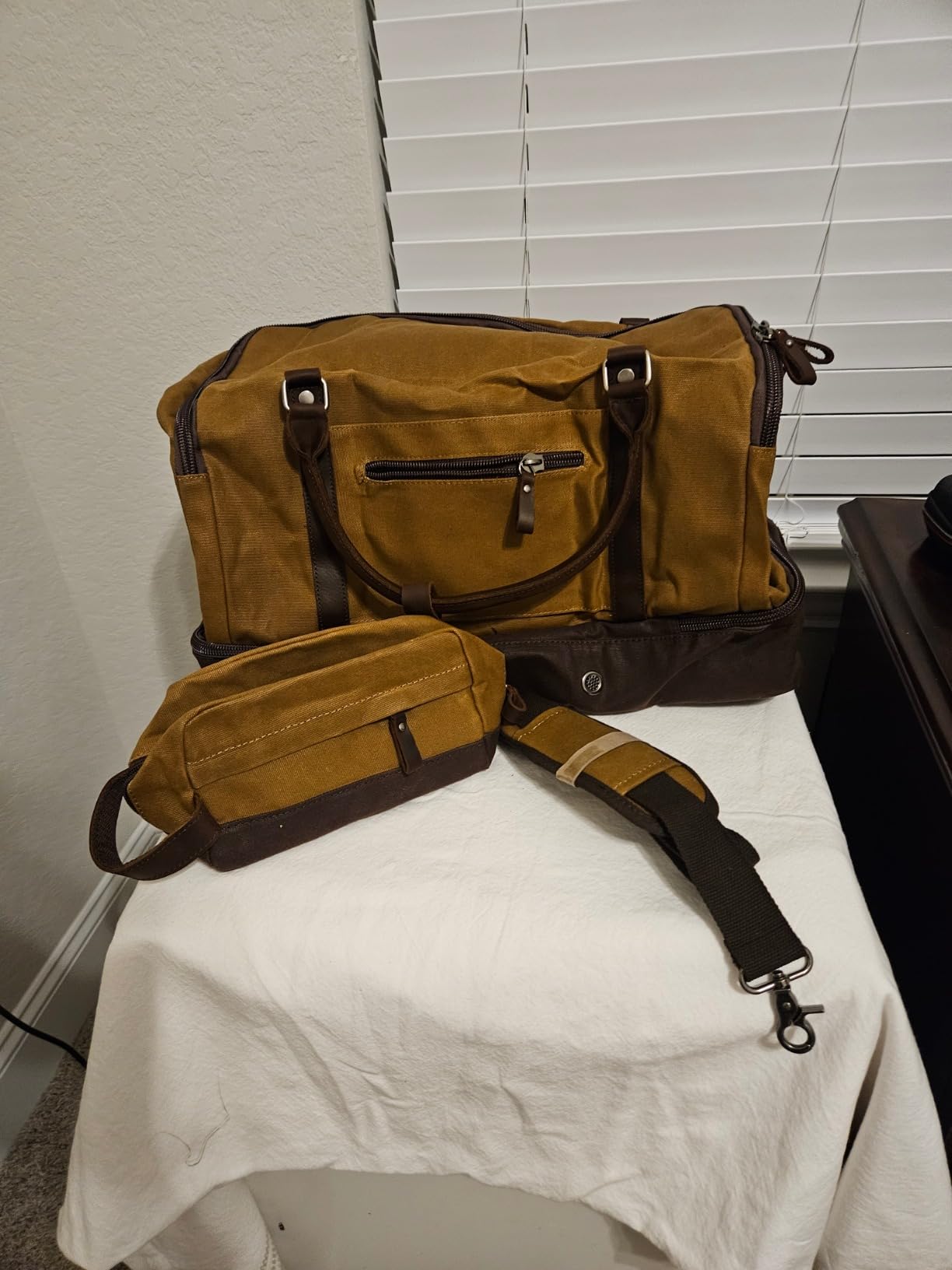 Nerlion Weekender Bag with Shoe Compartment Large Overnight Bag for Men Canvas Genuine Leather Carry on Luggage Bag Travel Duffel Bag customer photo 2