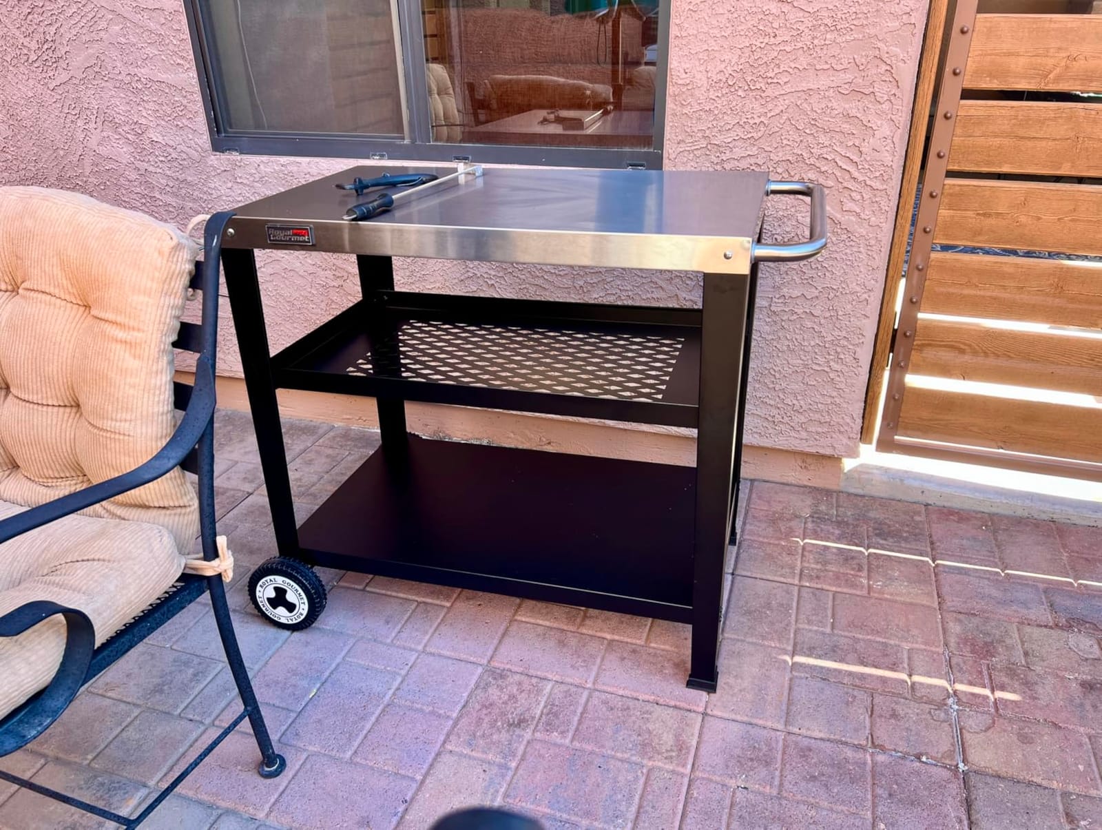 Royal Gourmet PC3404S Movable 3-Shelf Grill Table, Stainless Steel Tabletop | 34