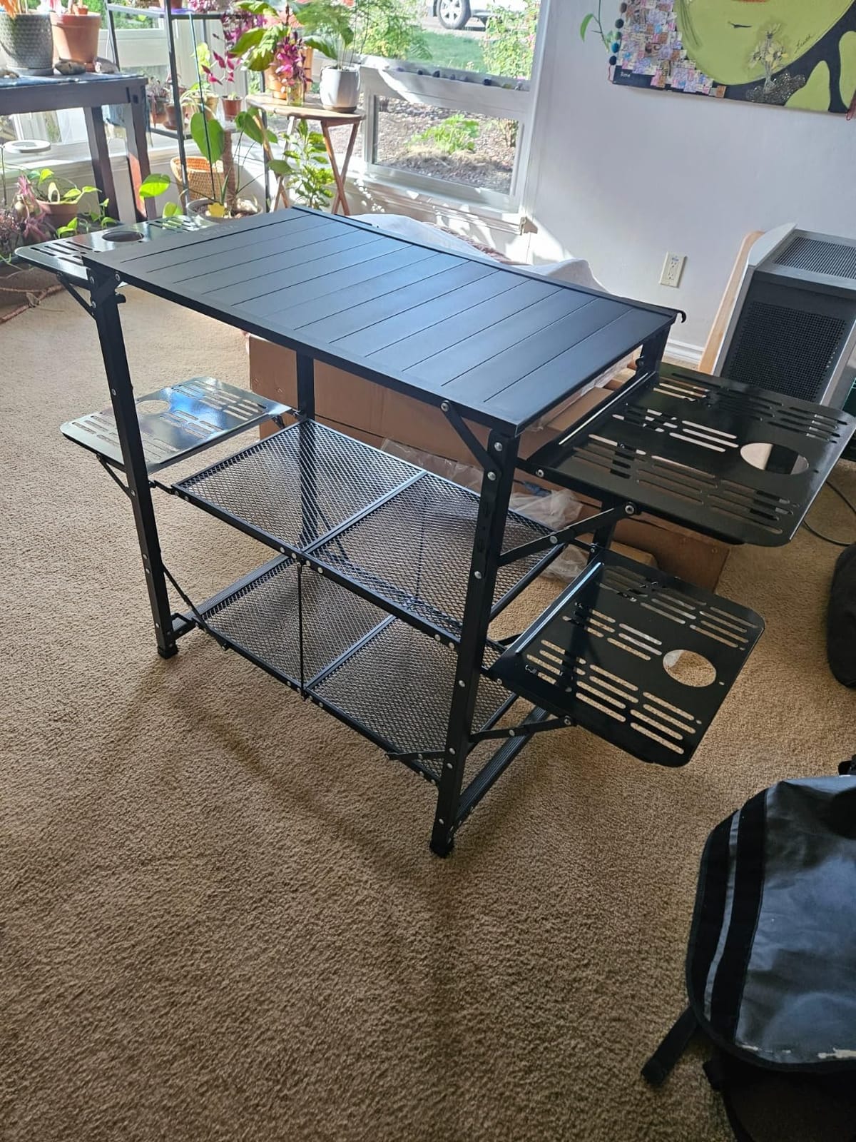 VEVOR Camping Kitchen Table, Aluminum Folding Portable Outdoor Cook Station with 4 Iron Side, 2 Shelves & Carrying Bag, Quick Installation for Picnic BBQ Beach Traveling customer photo 1