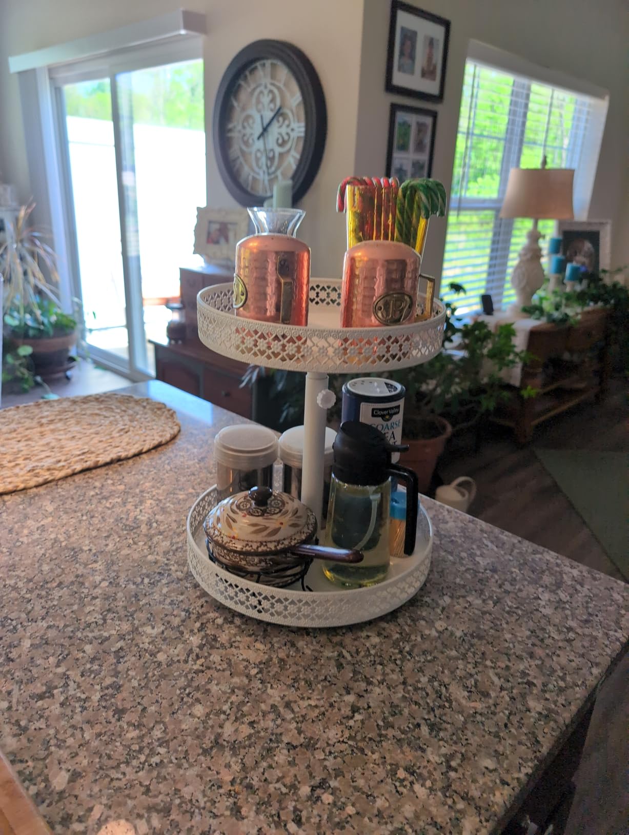 2 Tier Lazy Susan Organizer - Adjustable Rotating Spice Rack 12 inch customer photo 1