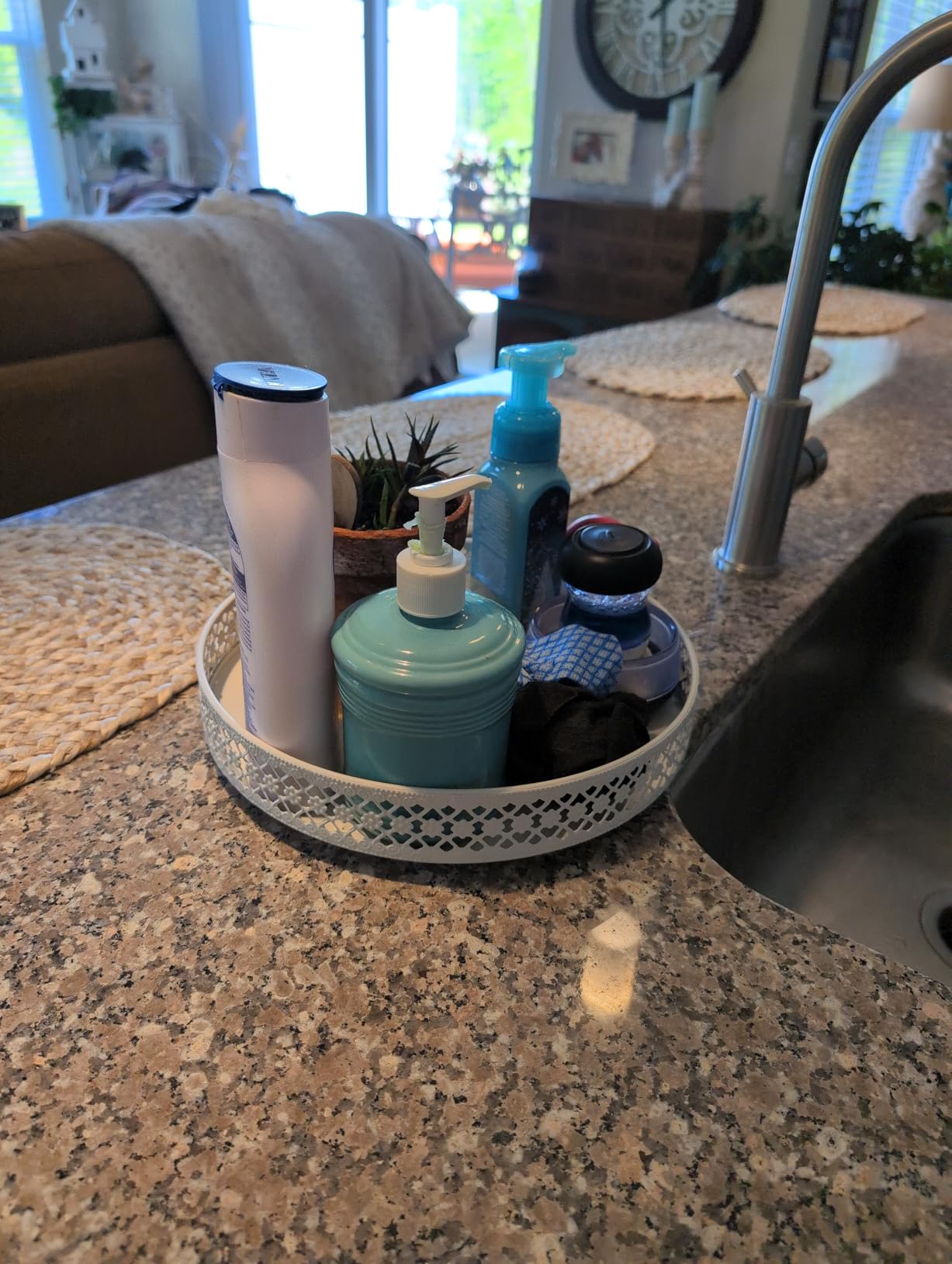 2 Tier Lazy Susan Organizer - Adjustable Rotating Spice Rack 12 inch customer photo 2
