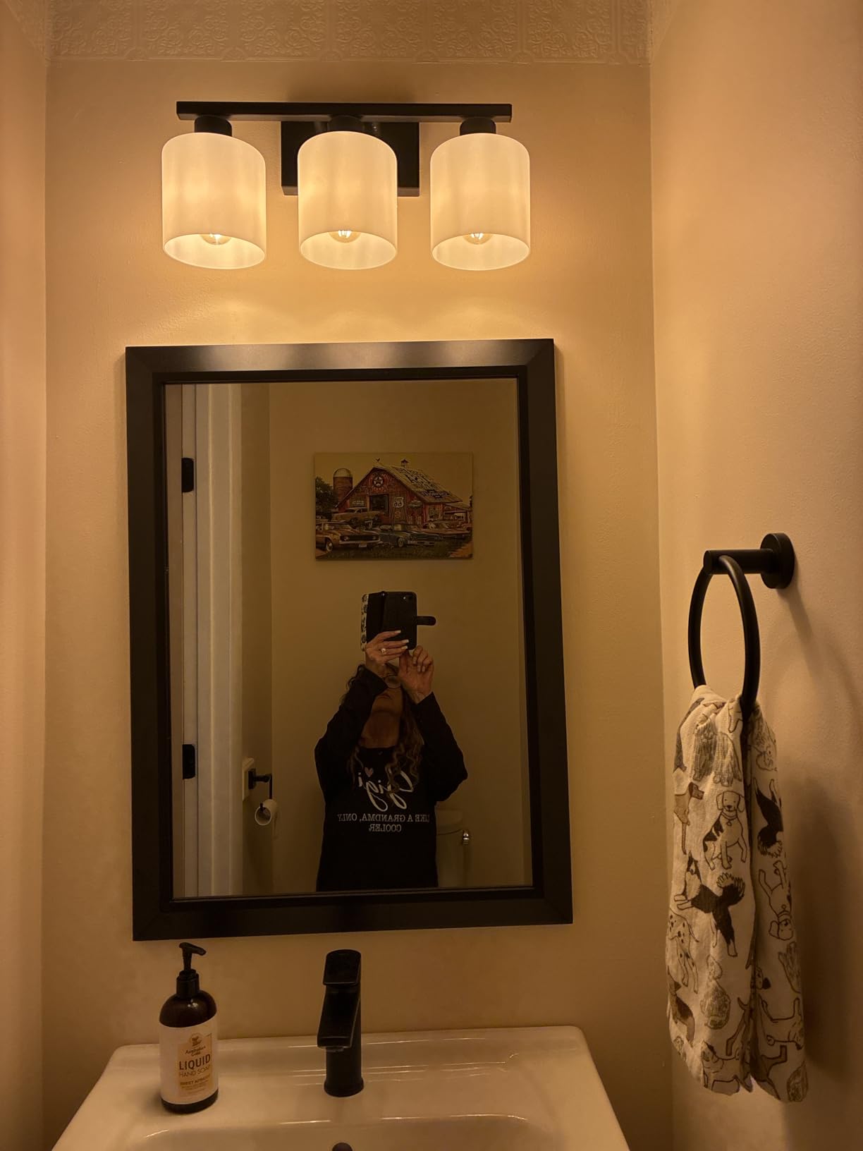 18 Inches Bathroom Light Fixtures Over Mirror Brushed Nickel | Anti-Rust 3-Light Vanity Lights Over Mirror, E26 Standard Socket, Milky White Glass Shades, Bulbs Not Included customer photo 1