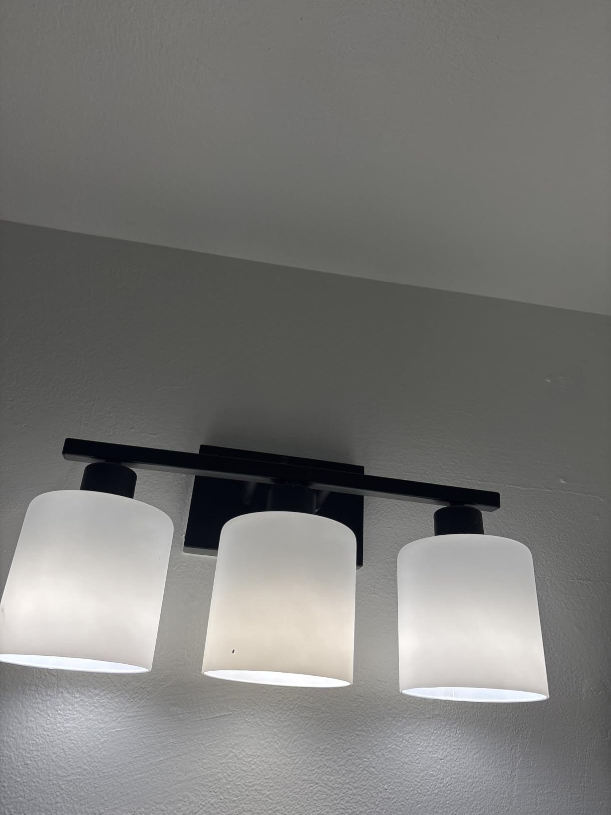 18 Inches Bathroom Light Fixtures Over Mirror Brushed Nickel | Anti-Rust 3-Light Vanity Lights Over Mirror, E26 Standard Socket, Milky White Glass Shades, Bulbs Not Included customer photo 2