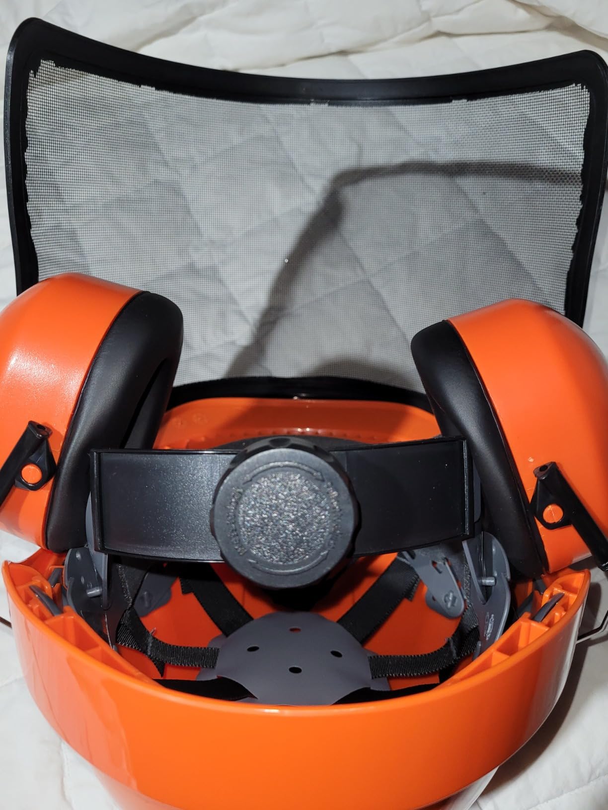 LANON Forestry Safety Helmet with Ear Muffs and Face Shield, Orange customer photo 2