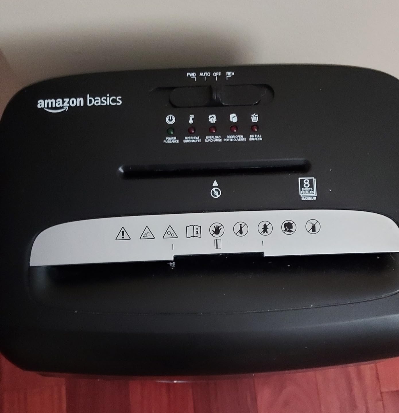 Amazon Basics High Security Micro Cut Paper Shredder, 8 Sheet Capacity, CD and Credit Card Shredder with Pull Out Bin, Black customer photo 1