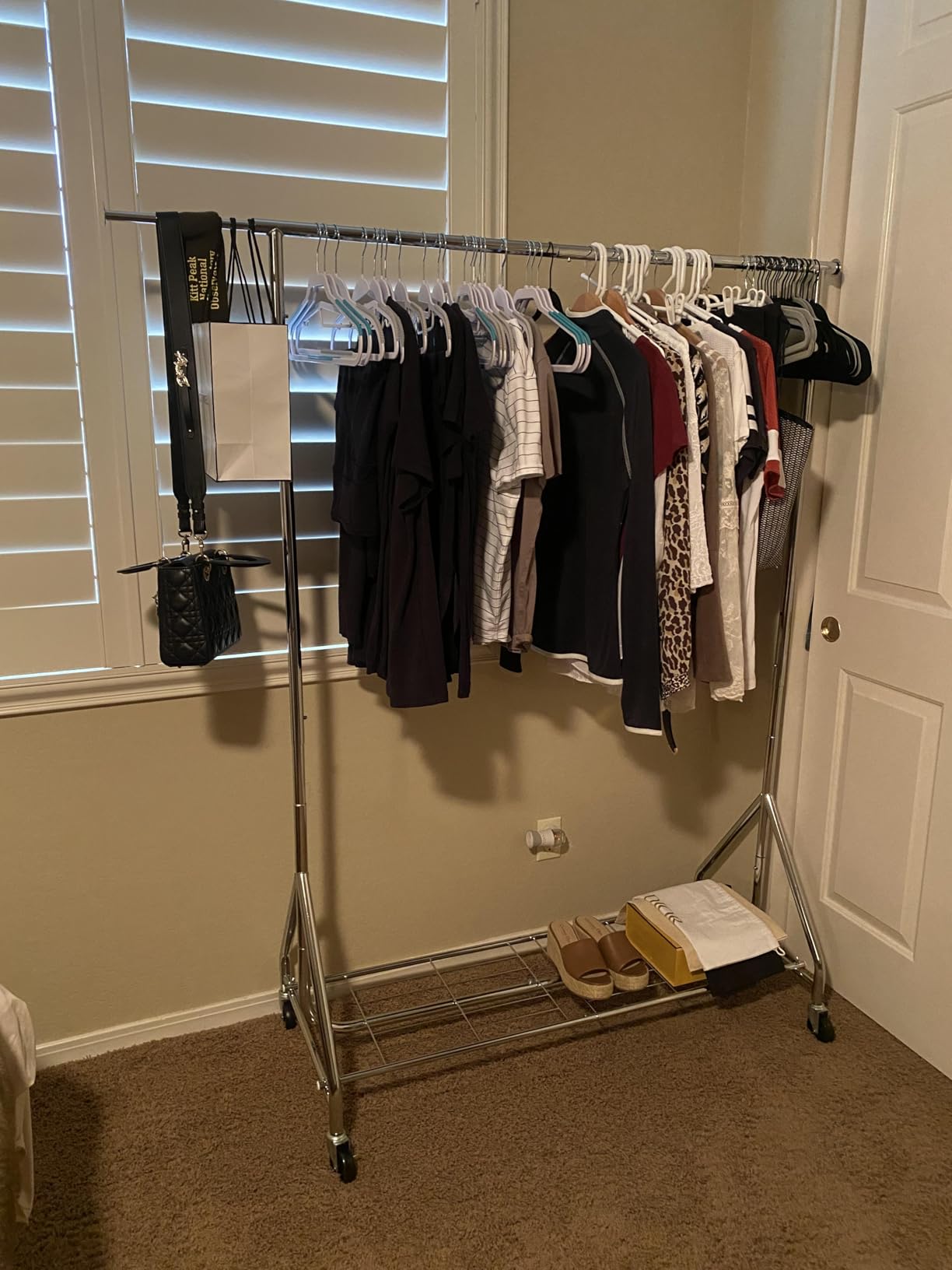 HYSEYY Heavy Duty Clothes Rack Load 450 LBS, Metal Garment Rack, Standing Rolling Clothing Rack for Hanging Clothes with Sturdy Wheels & Shelves, Portable Closet Wardrobe Rack,Sliver customer photo 1